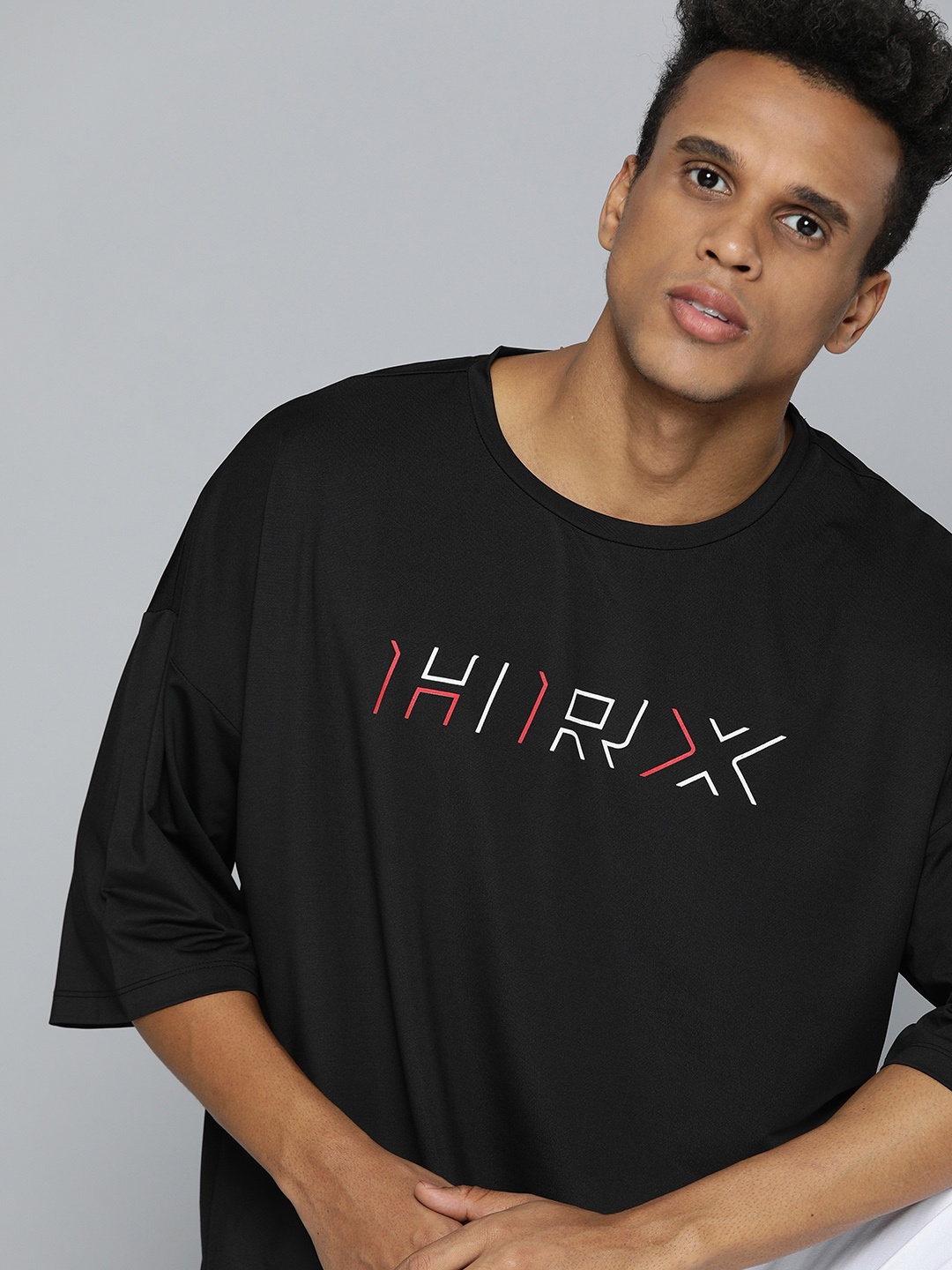 

HRX By Hrithik Roshan Training Men Jet Black Rapid-Dry Brand Carrier T-shirt