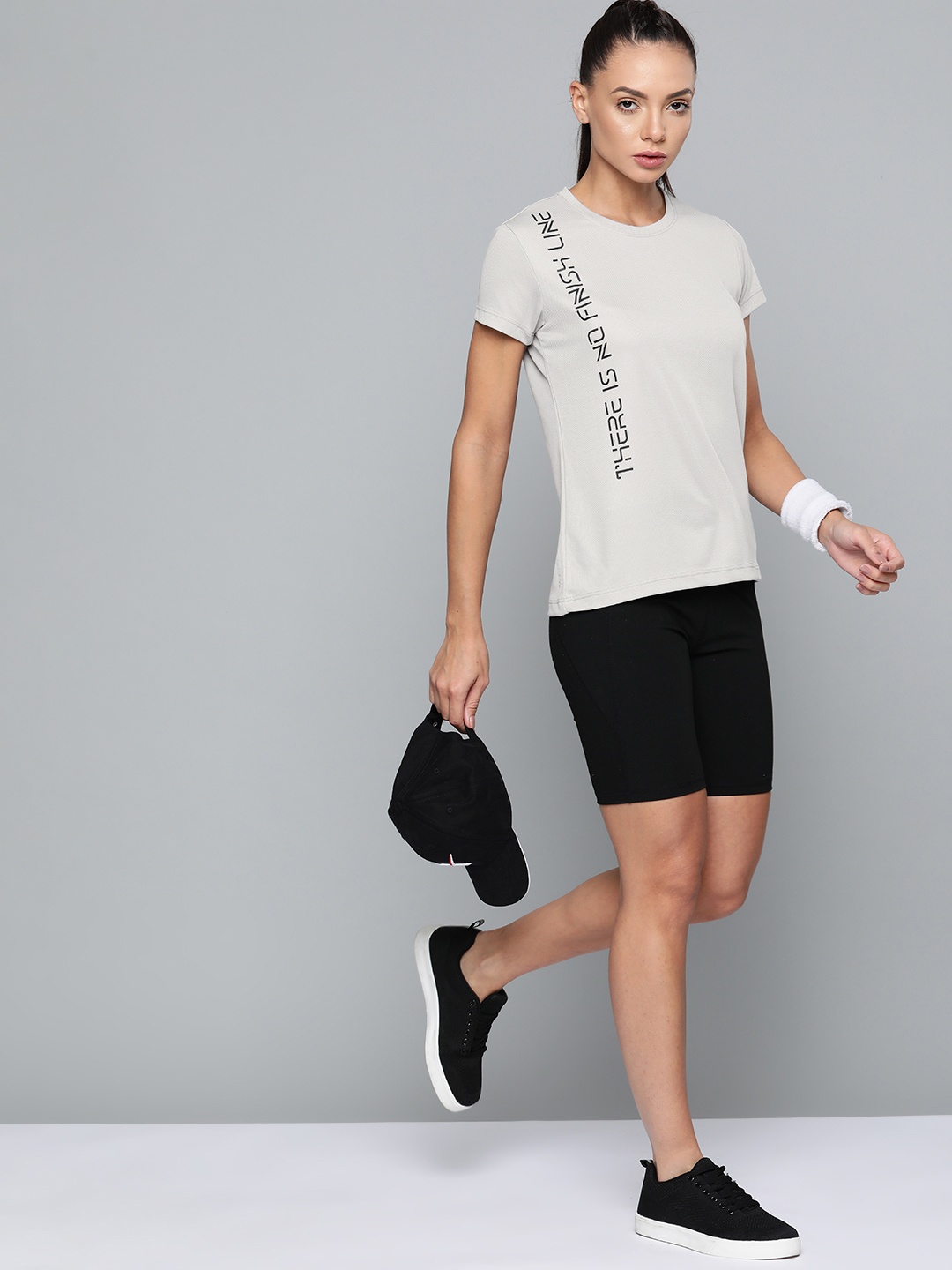 

HRX By Hrithik Roshan Running Women Wet Weather Rapid-Dry Typography Tshirts, Grey