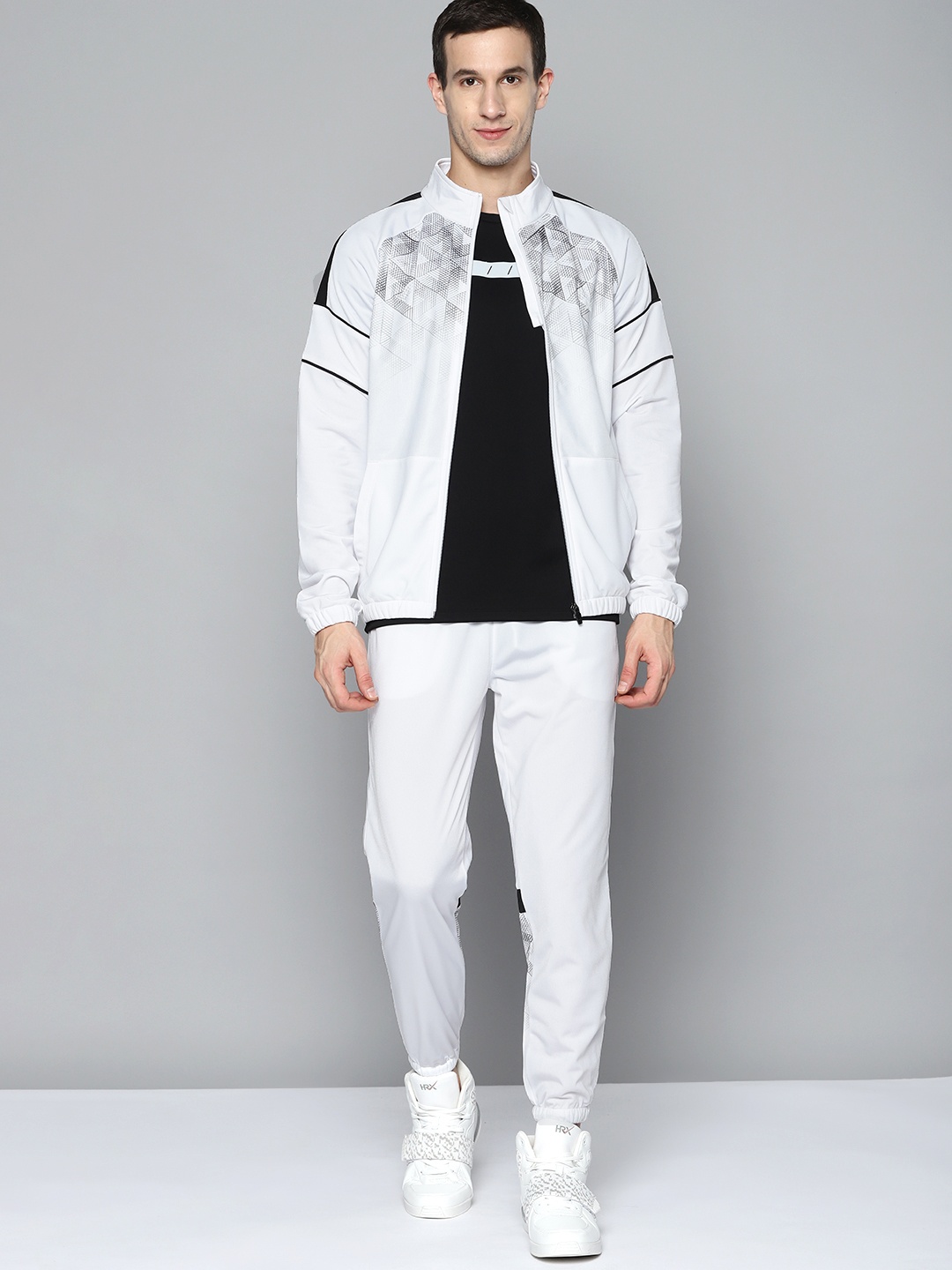 

HRX By Hrithik Roshan Basketball Men Optic White Colourblock Tracksuits