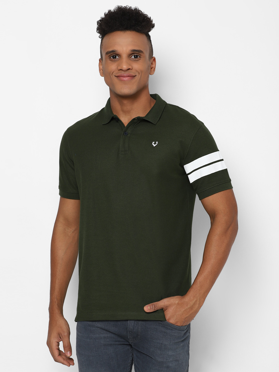 

Allen Solly Men Olive Green Polo Collar T-shirt