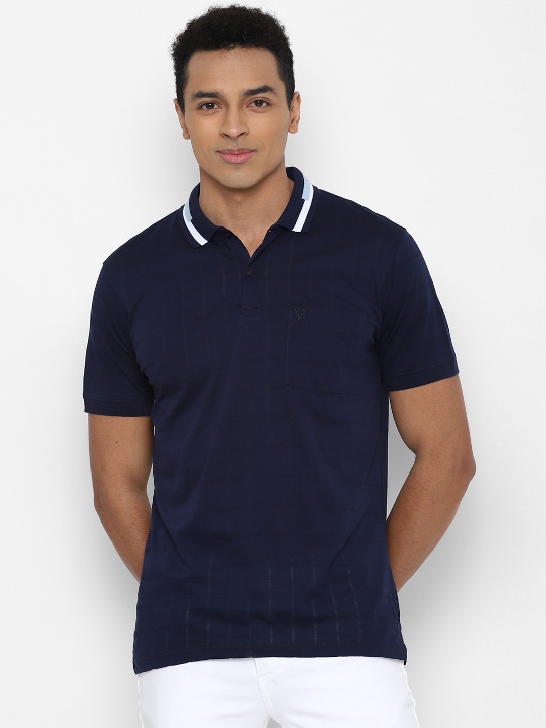 

Allen Solly Men Navy Blue Polo Collar Cotton T-shirt