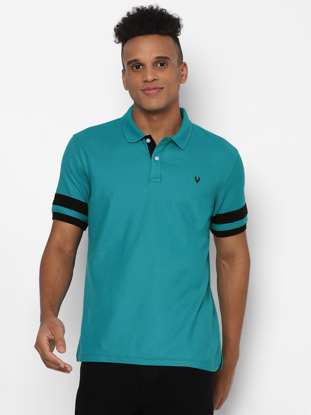 

Allen Solly Men Blue Polo Collar Cotton T-shirt