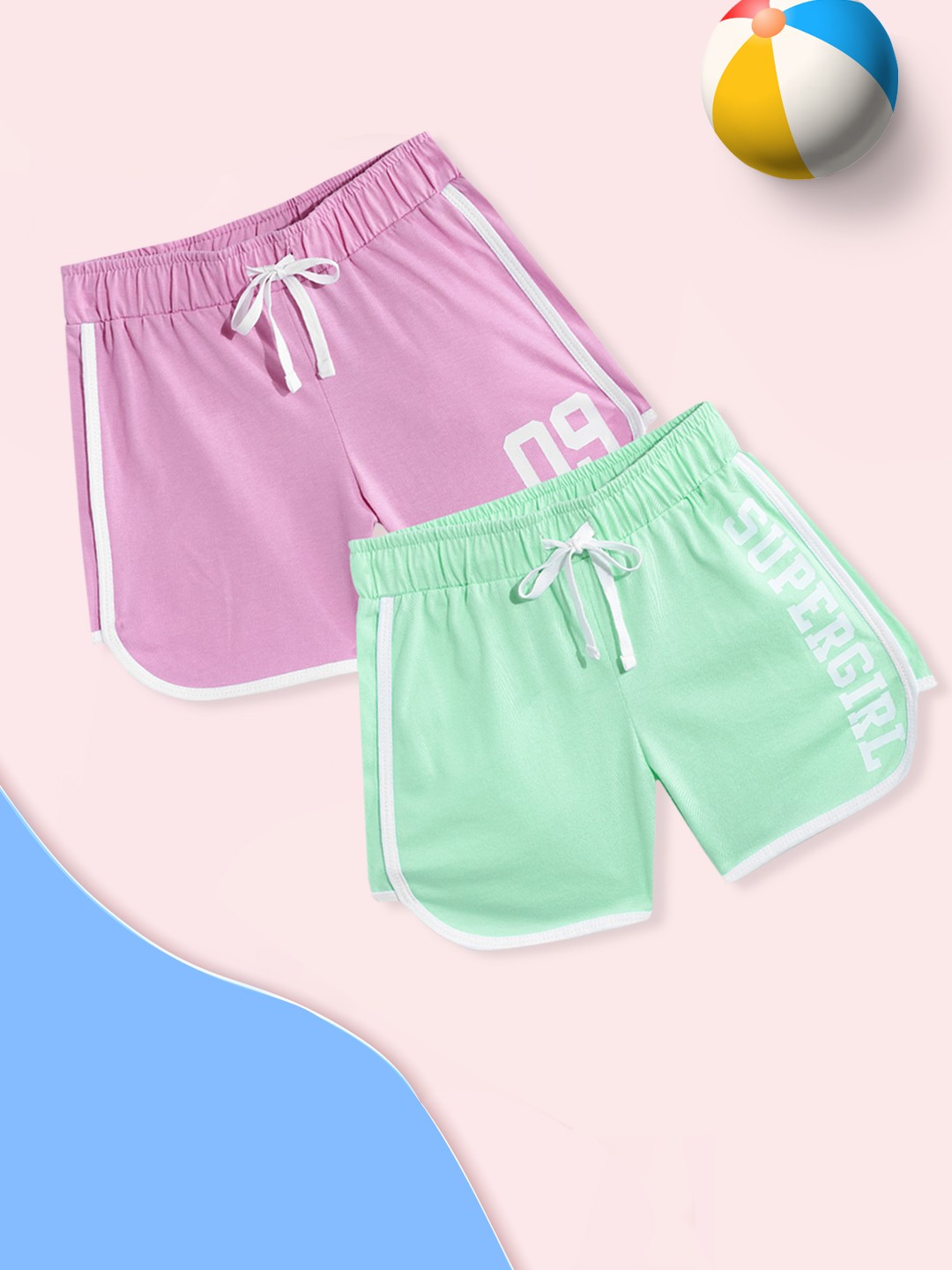 

YK Girls Pack of 2 Regular Fit Shorts, Pink