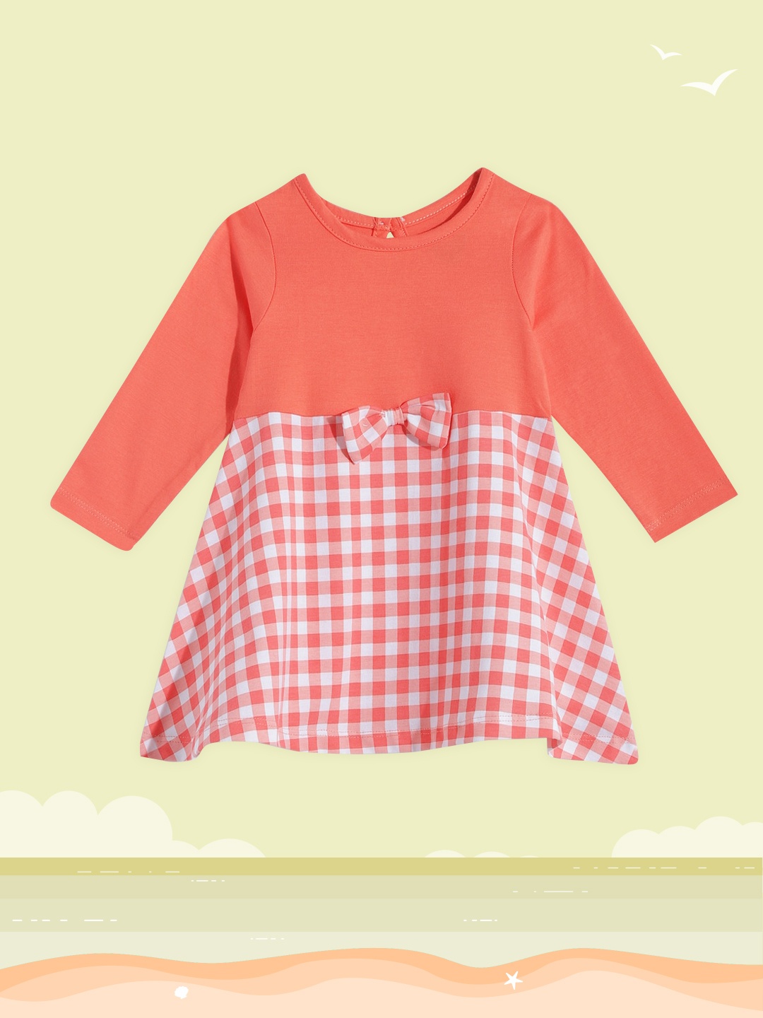 

YK Infant Girls Coral Pure Cotton A-Line Dress