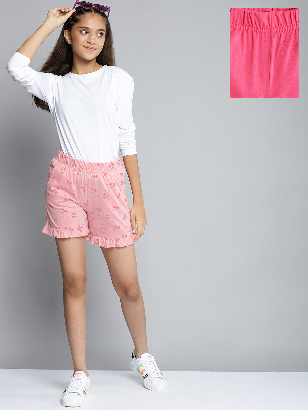 

YK Girls Pack of 2 Ruffle Detailed Shorts, Pink