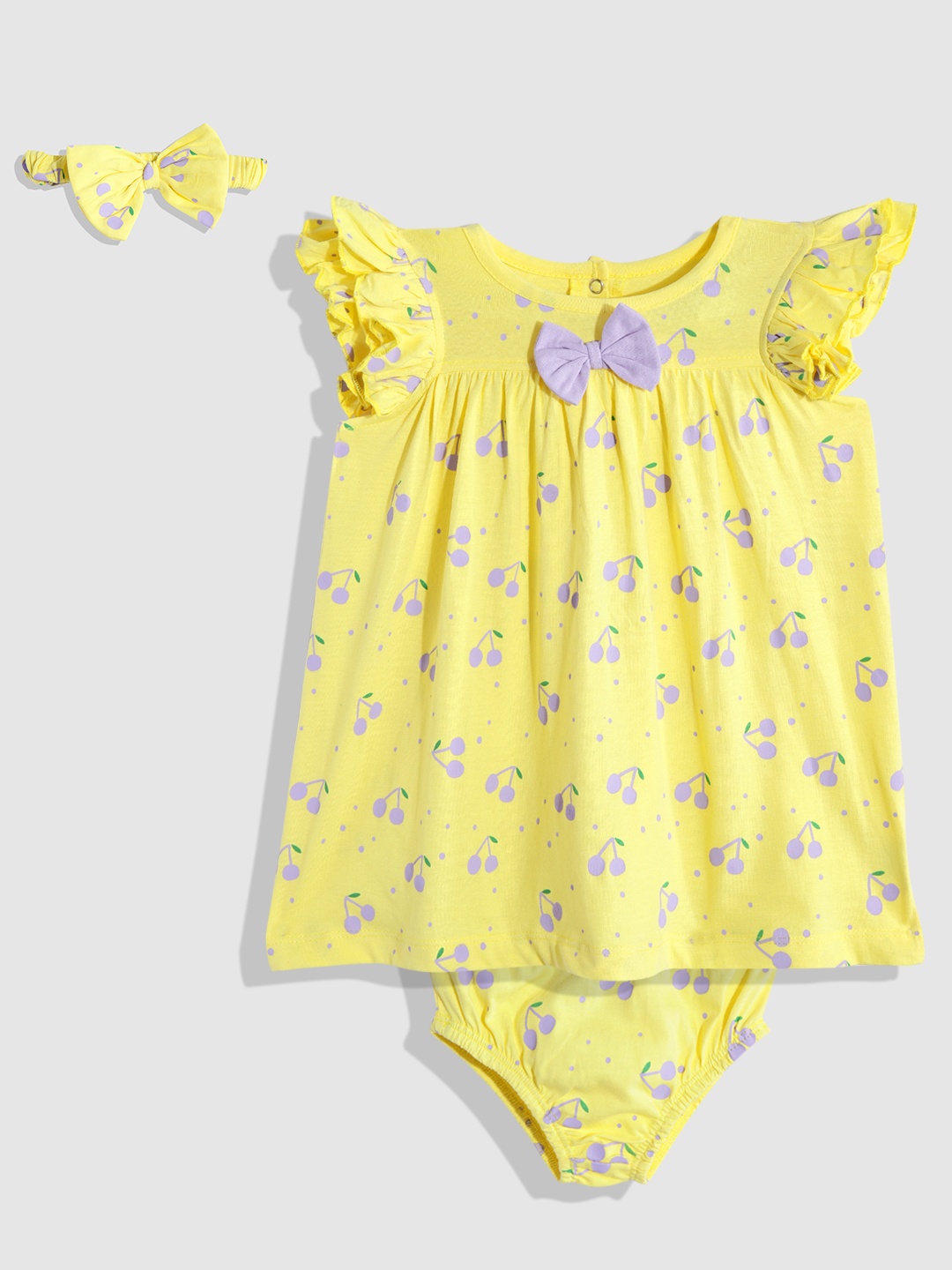 

YK Infant Girls A-Line Dress with Shorts and Headband, Yellow