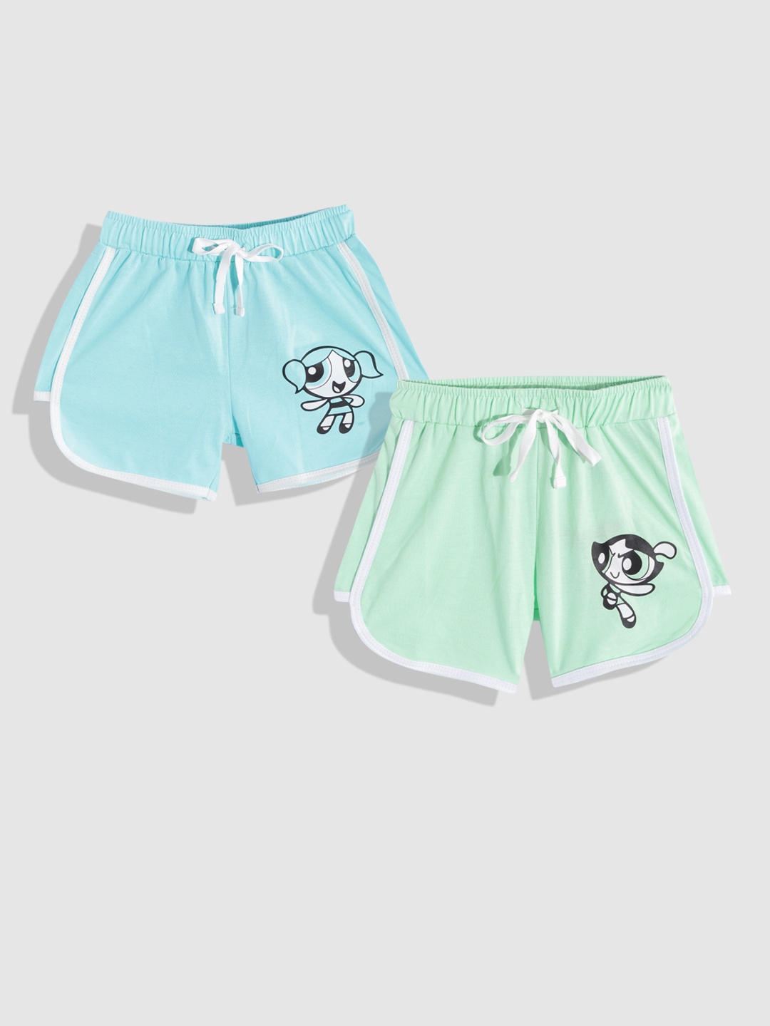 

YK Girls Pack of 2 Powerpuff Print Shorts, Blue