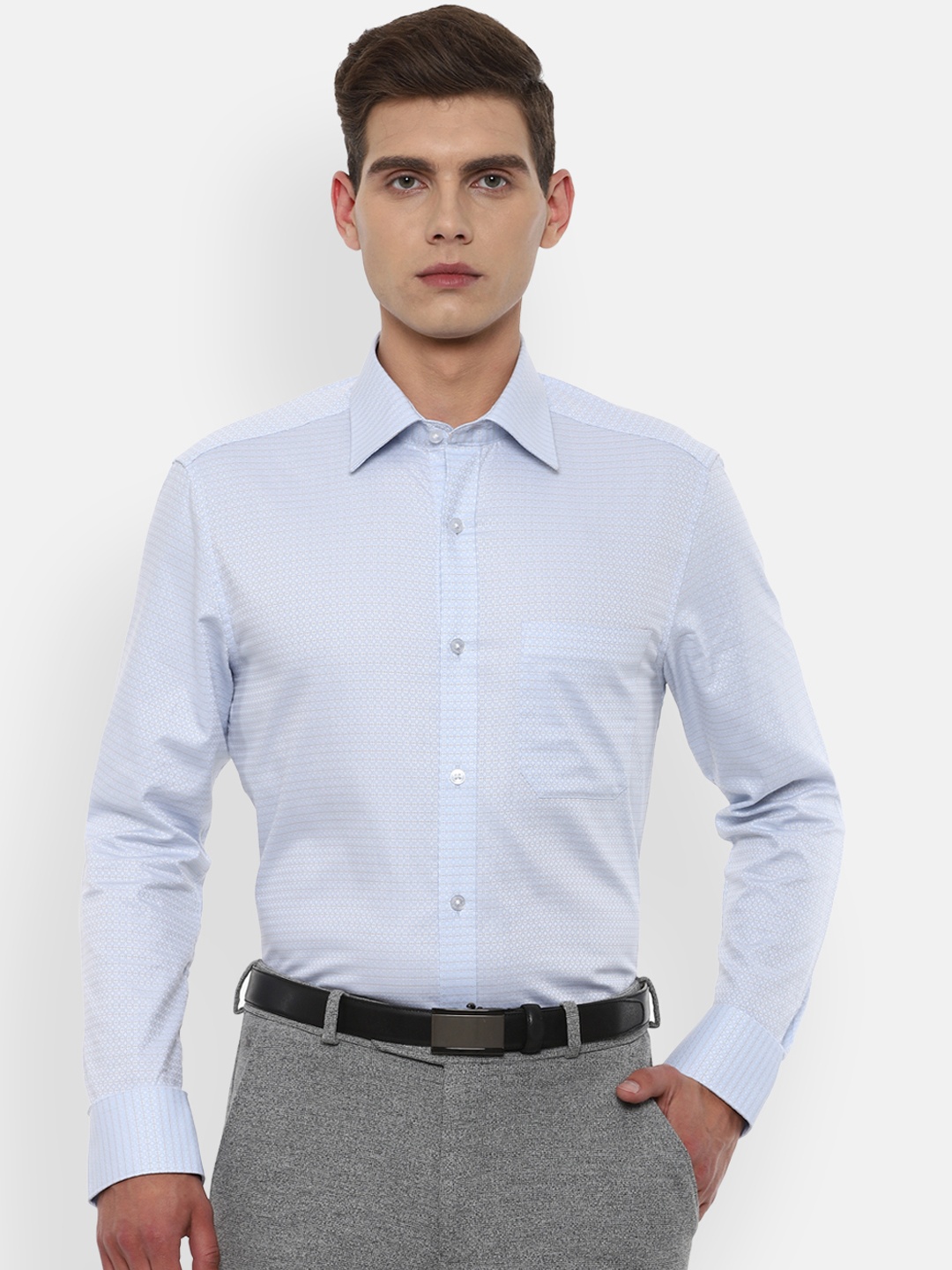 

Louis Philippe Men Blue Printed Formal Shirt