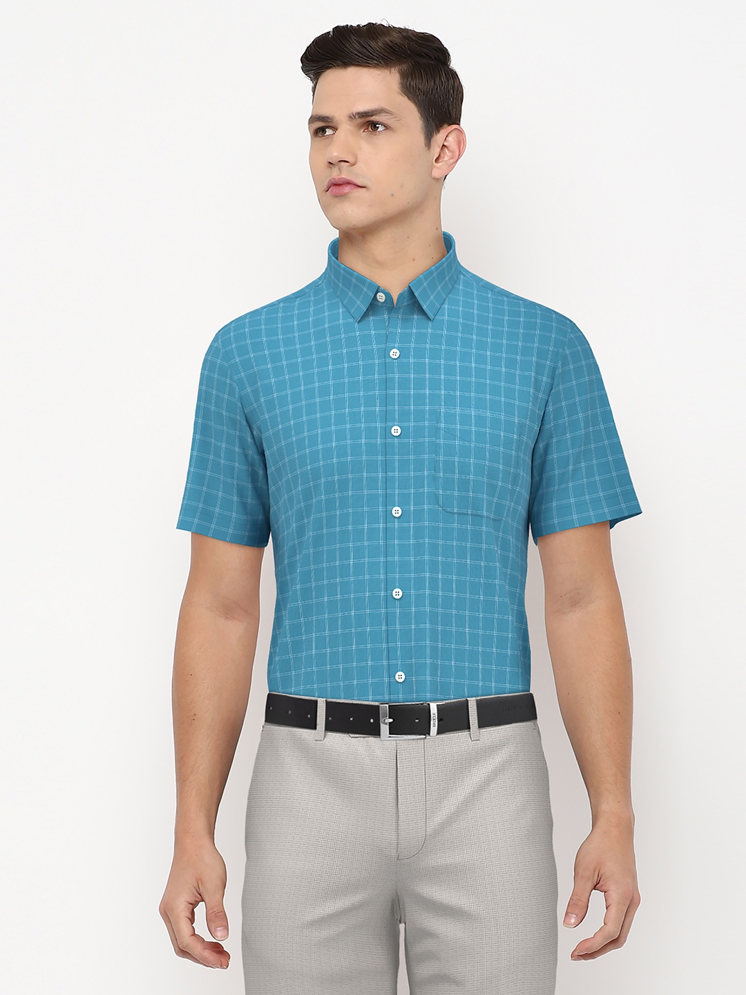 

Peter England Men Blue Slim Fit Pure Cotton Formal Shirt