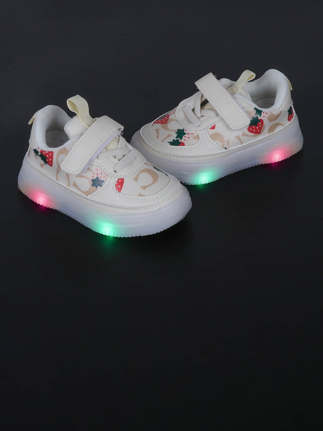 

FEETWELL SHOES Kids White LED Sneakers