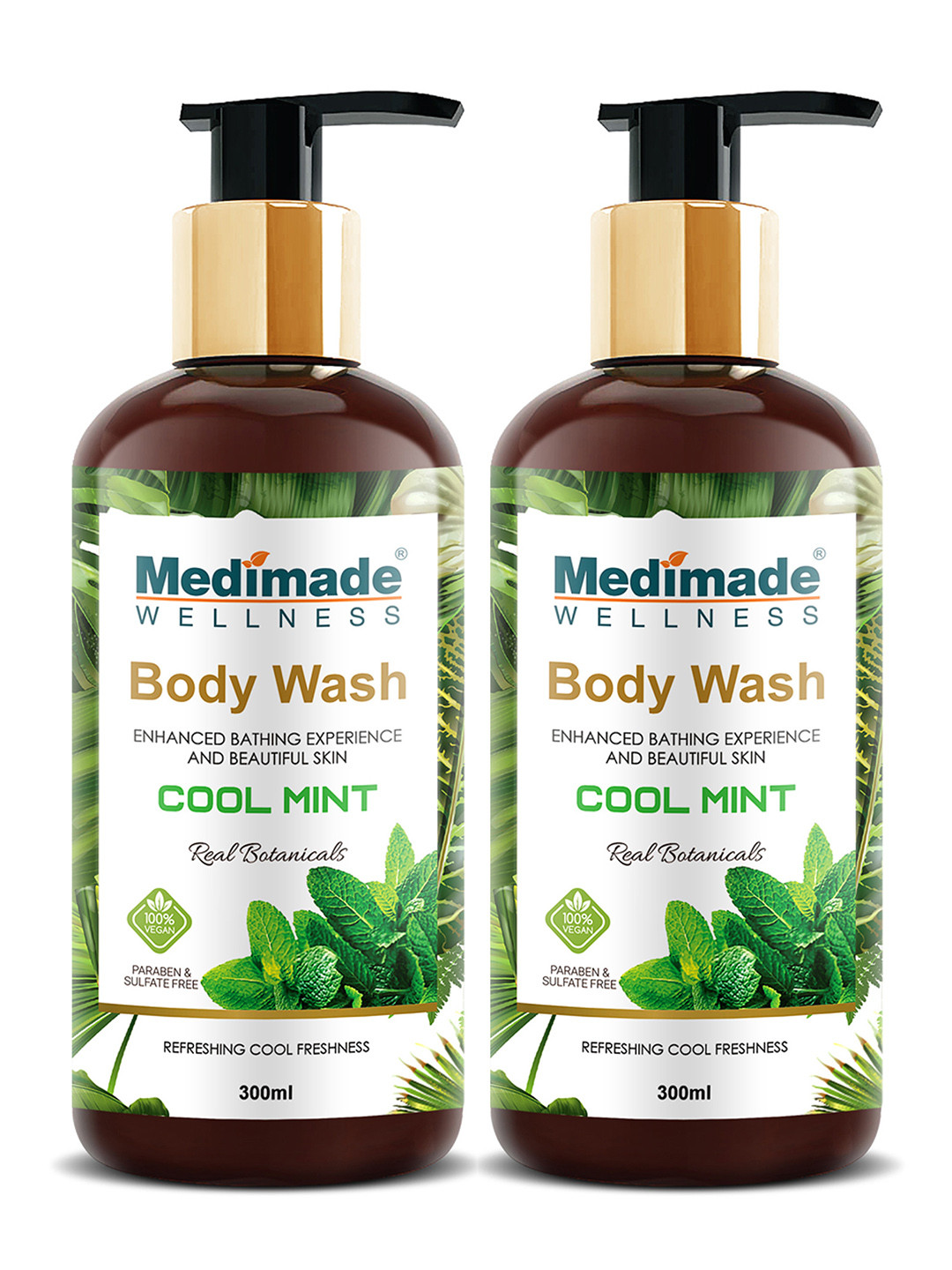 

Medimade Pack of 2 Cooling Mint Body Wash 600ml, Green