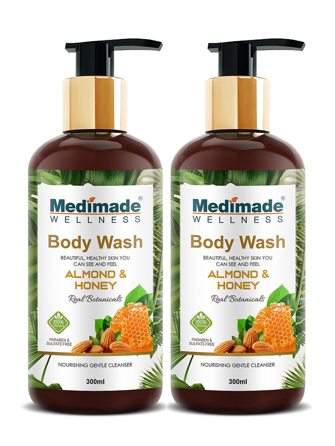 

Medimade Pack of 2 Almond and Honey Body Wash, Yellow