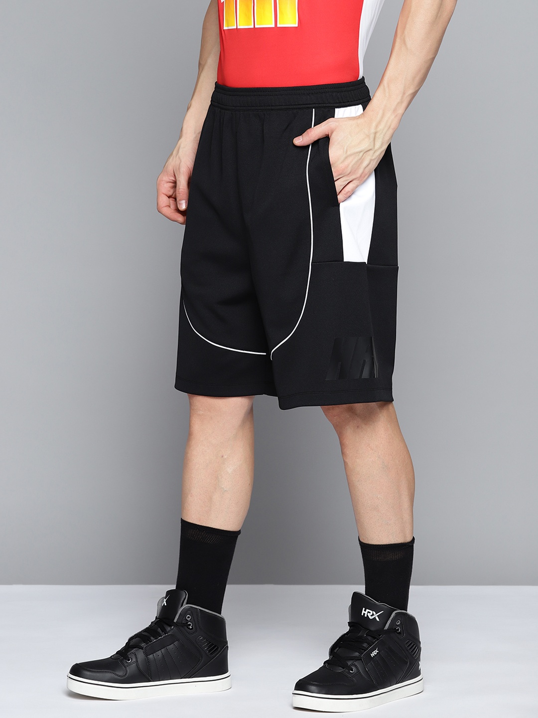 

HRX By Hrithik Roshan Basketball Men Jet Black Solid Shorts