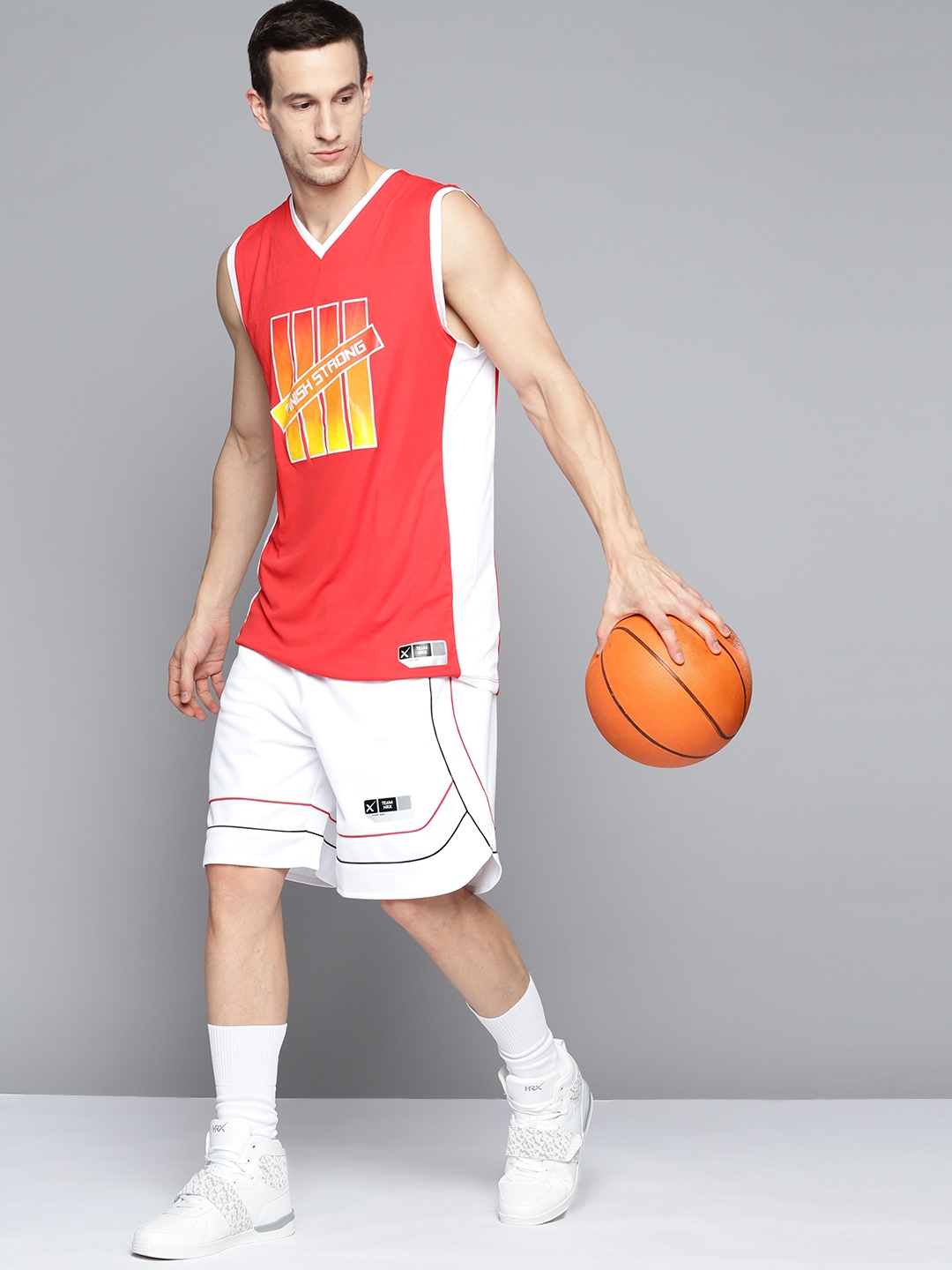

HRX By Hrithik Roshan Basketball Men Optic White Solid Shorts