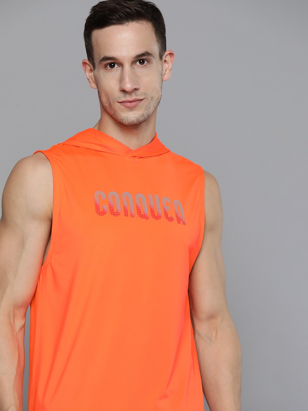 

HRX By Hrithik Roshan Training Men Neon Orange Rapid-Dry Typography Tshirts