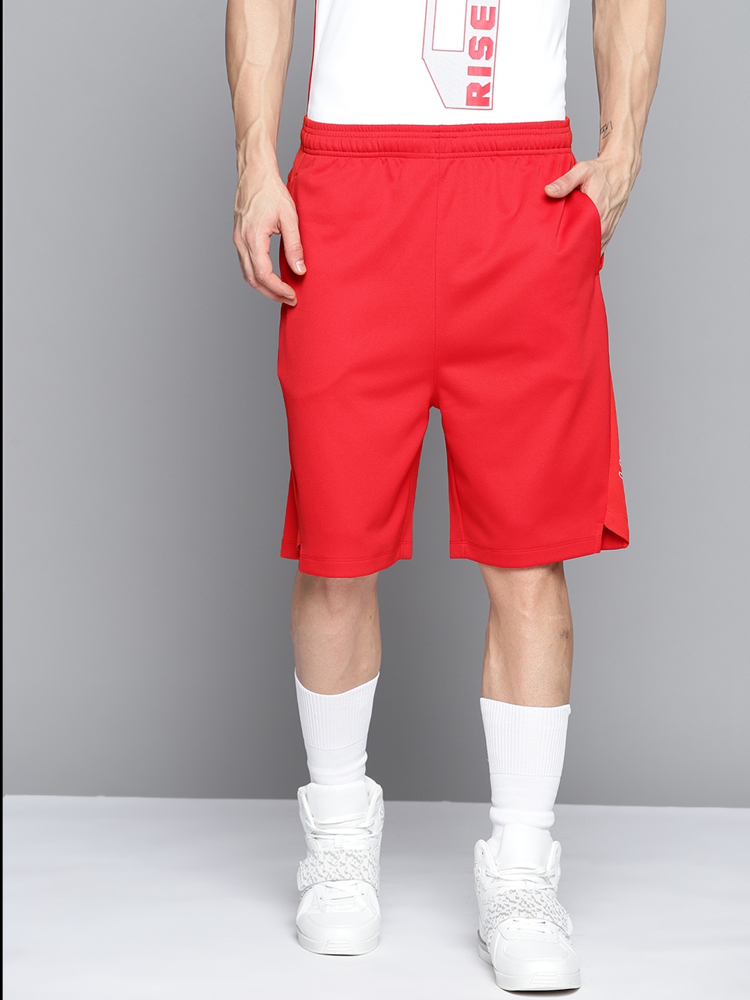 

HRX By Hrithik Roshan Basketball Men Racing Red Brand Carrier Shorts