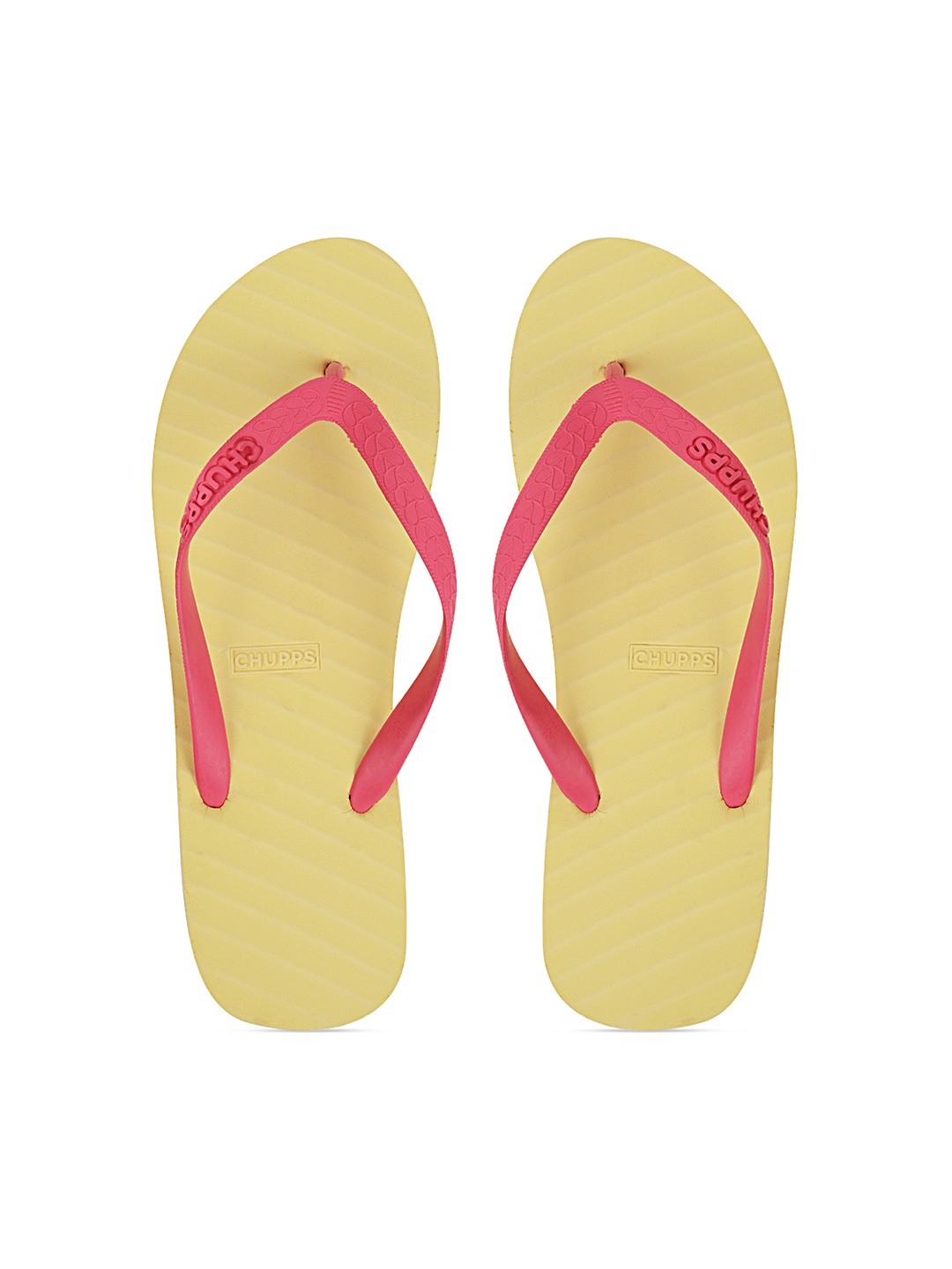 

CHUPPS Men Yellow & Pink Rubber Sustainable Thong Flip-Flops