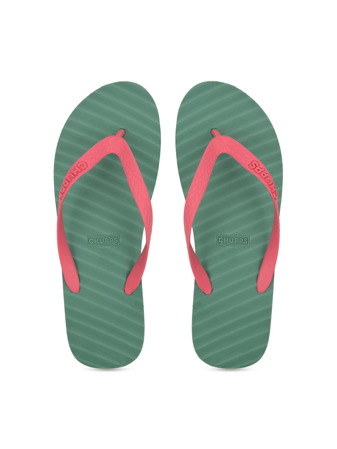 

CHUPPS Men Green & Pink Rubber Sustainable Thong Flip-Flops