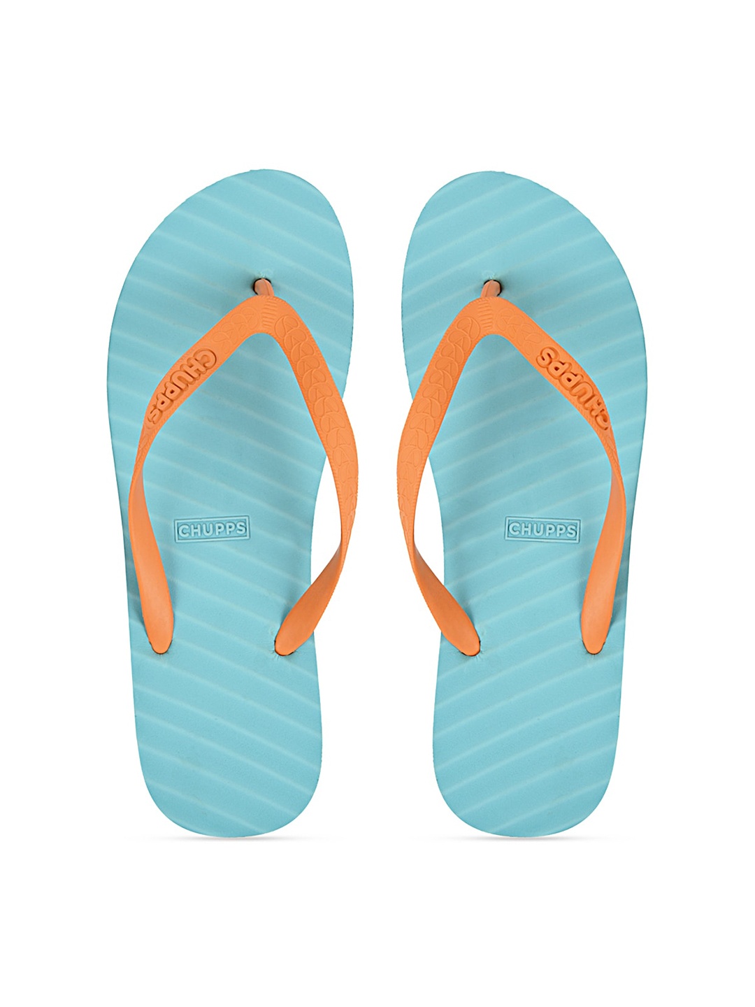 

CHUPPS Men Blue & Orange Striped Rubber Sustainable Thong Flip-Flops