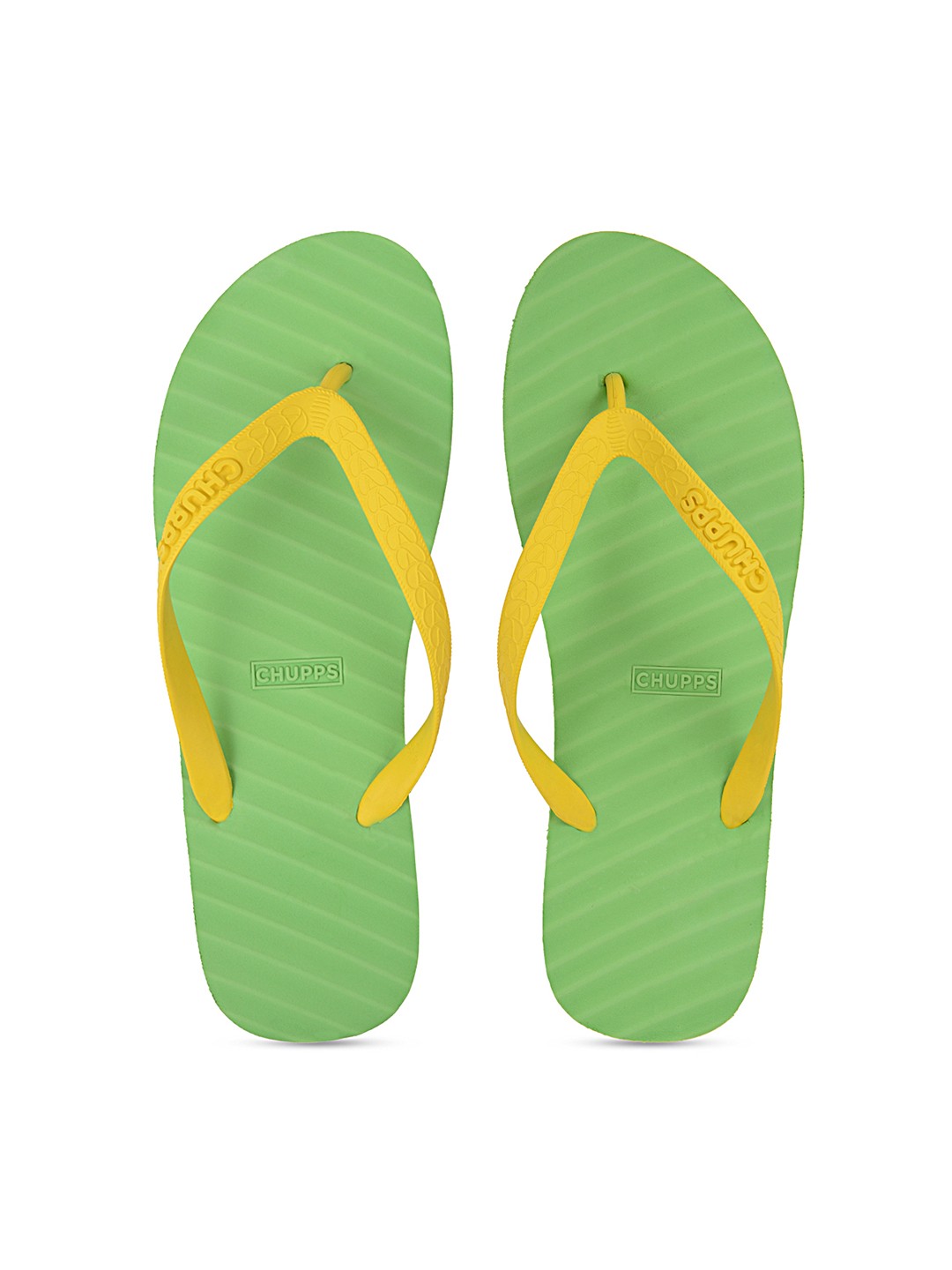 

CHUPPS Men Green & Yellow Rubber Sustainable Thong Flip-Flops