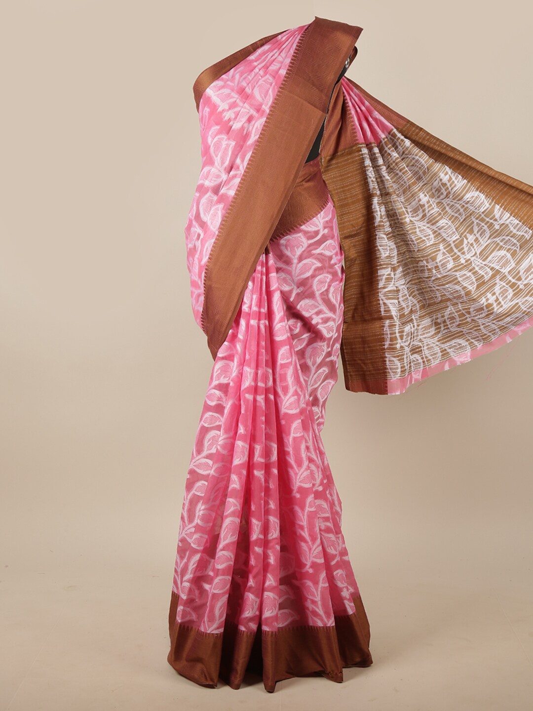 

Pothys Pink & White Floral Saree