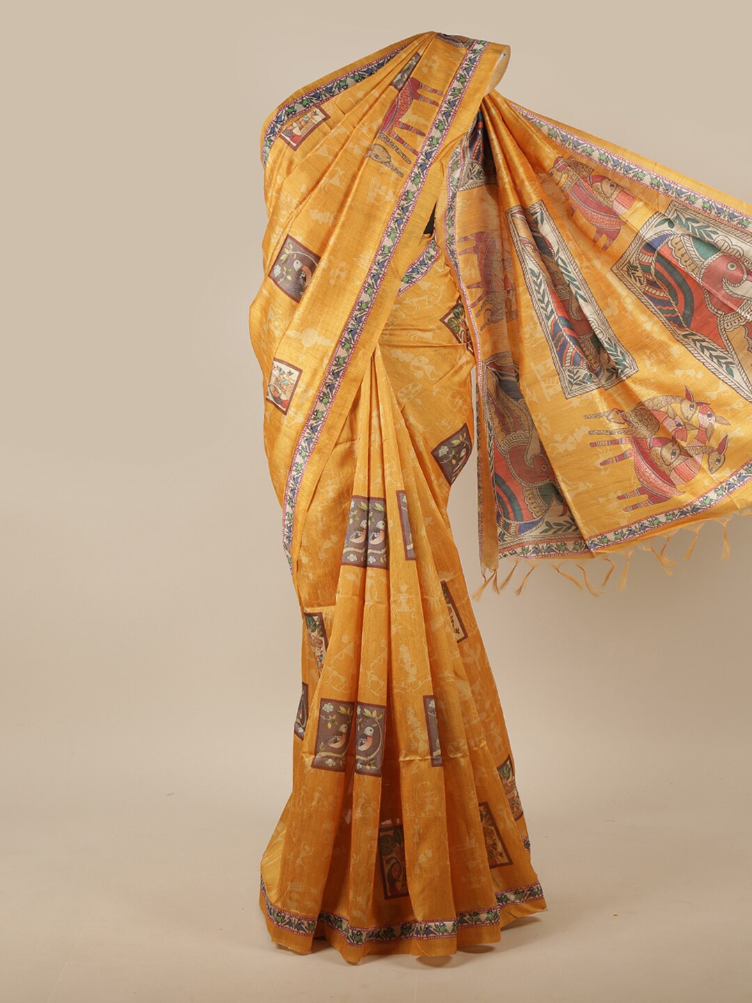 

Pothys Yellow & Blue Jute Silk Saree