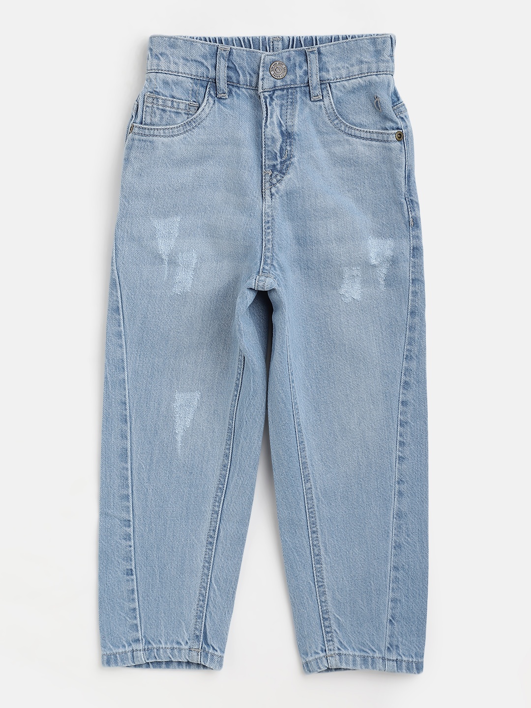 

Gini and Jony Boys Blue Cotton Mildly Distressed Light Fade Jeans