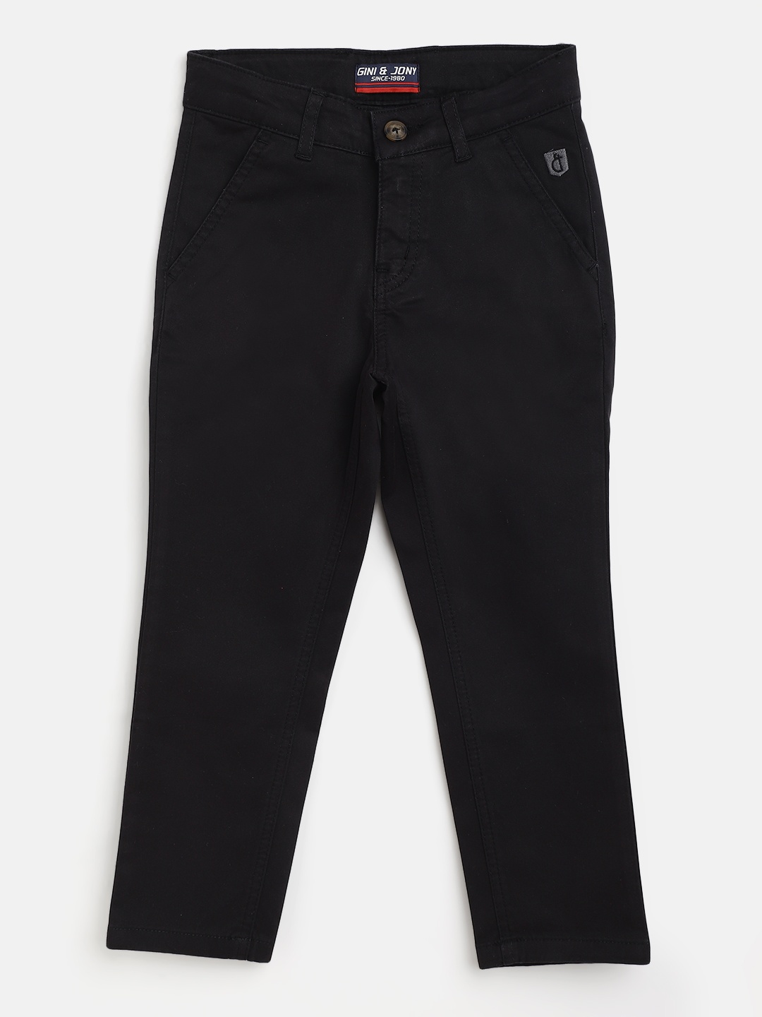 

Gini and Jony Boys Black Solid Regular Fit Chino Trousers