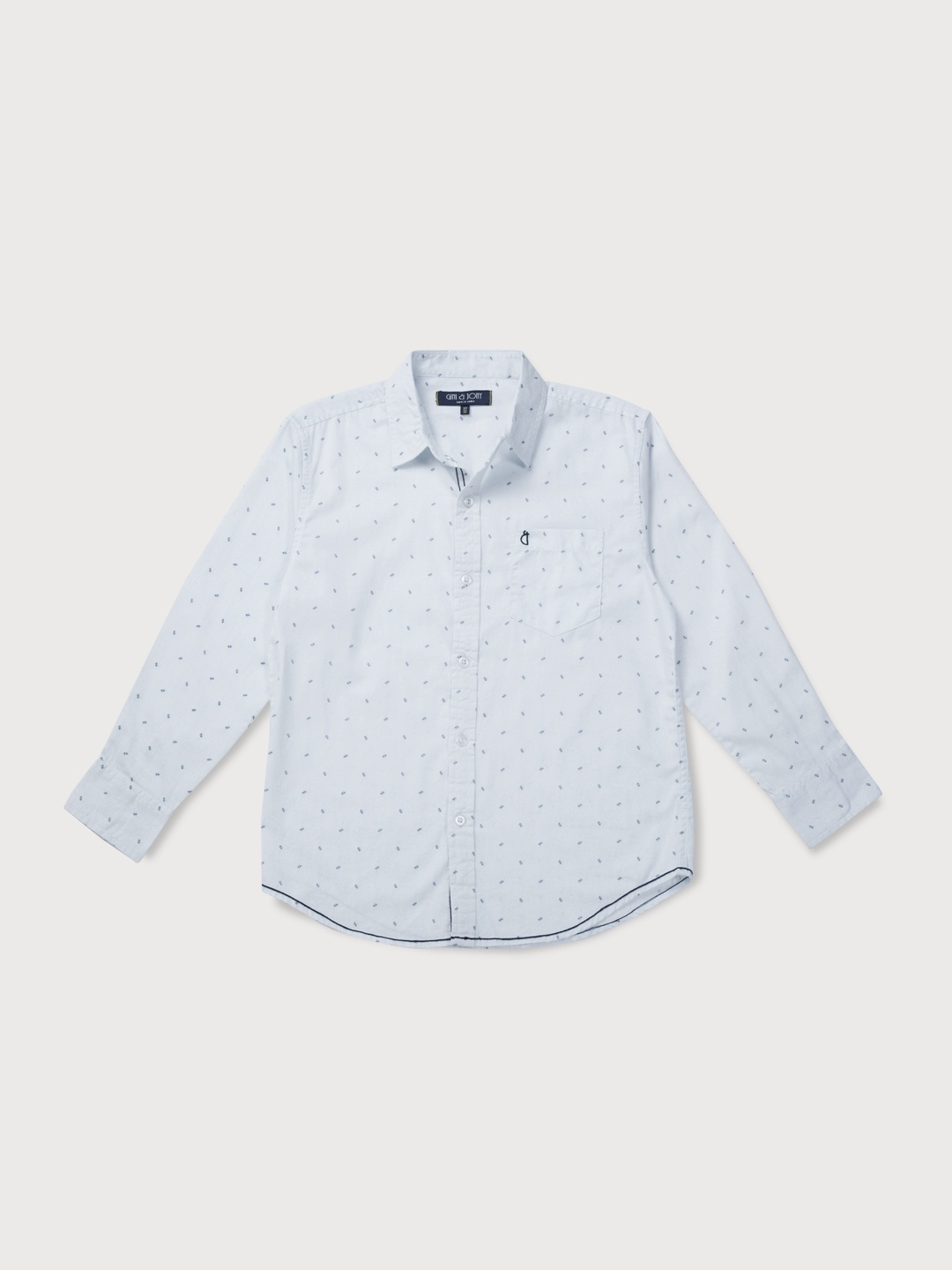 

Gini and Jony Boys Blue & White Cotton Micro Ditsy Printed Casual Shirt