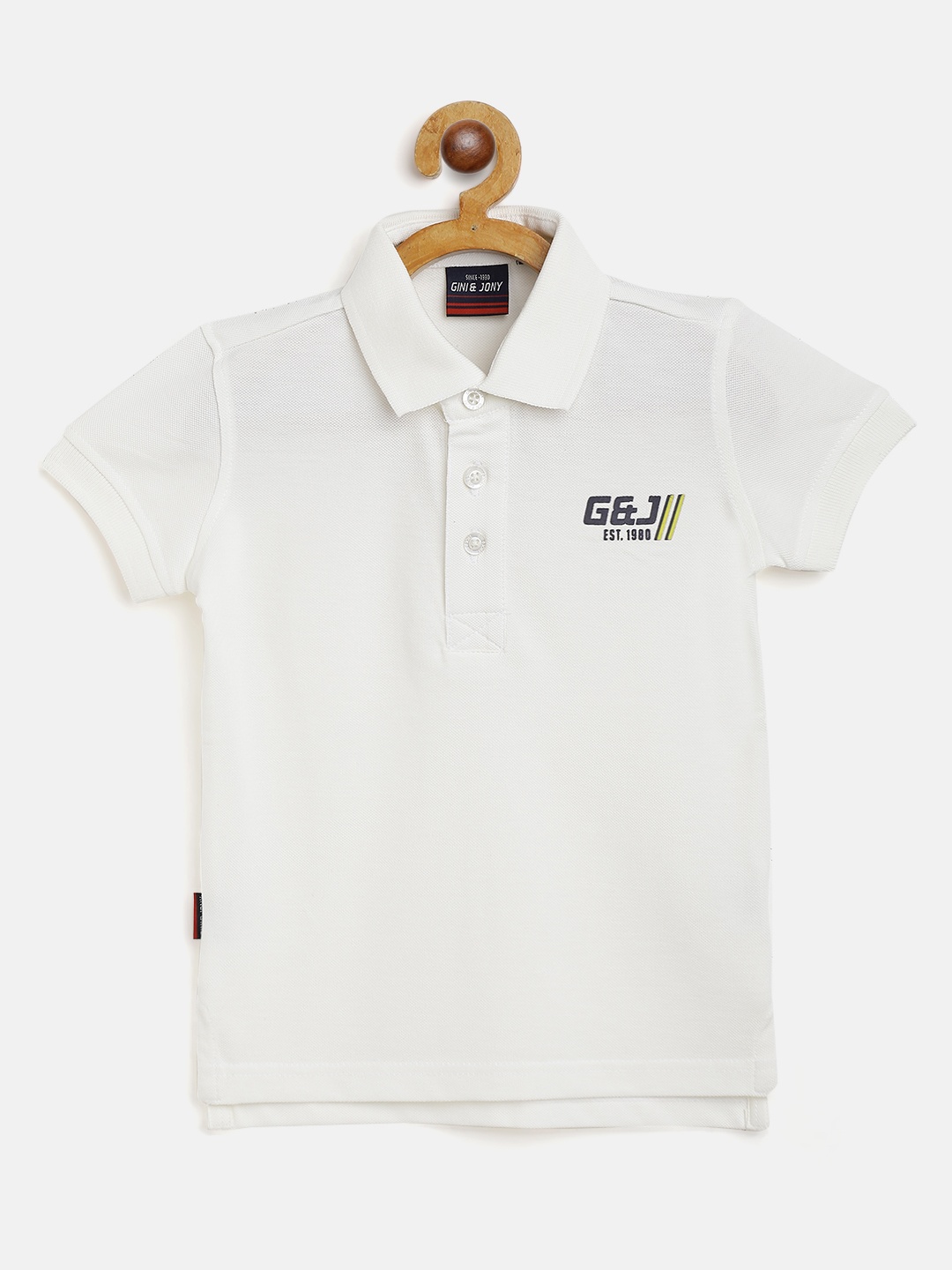 

Gini and Jony Boys Off White Cotton Polo Collar T-shirt