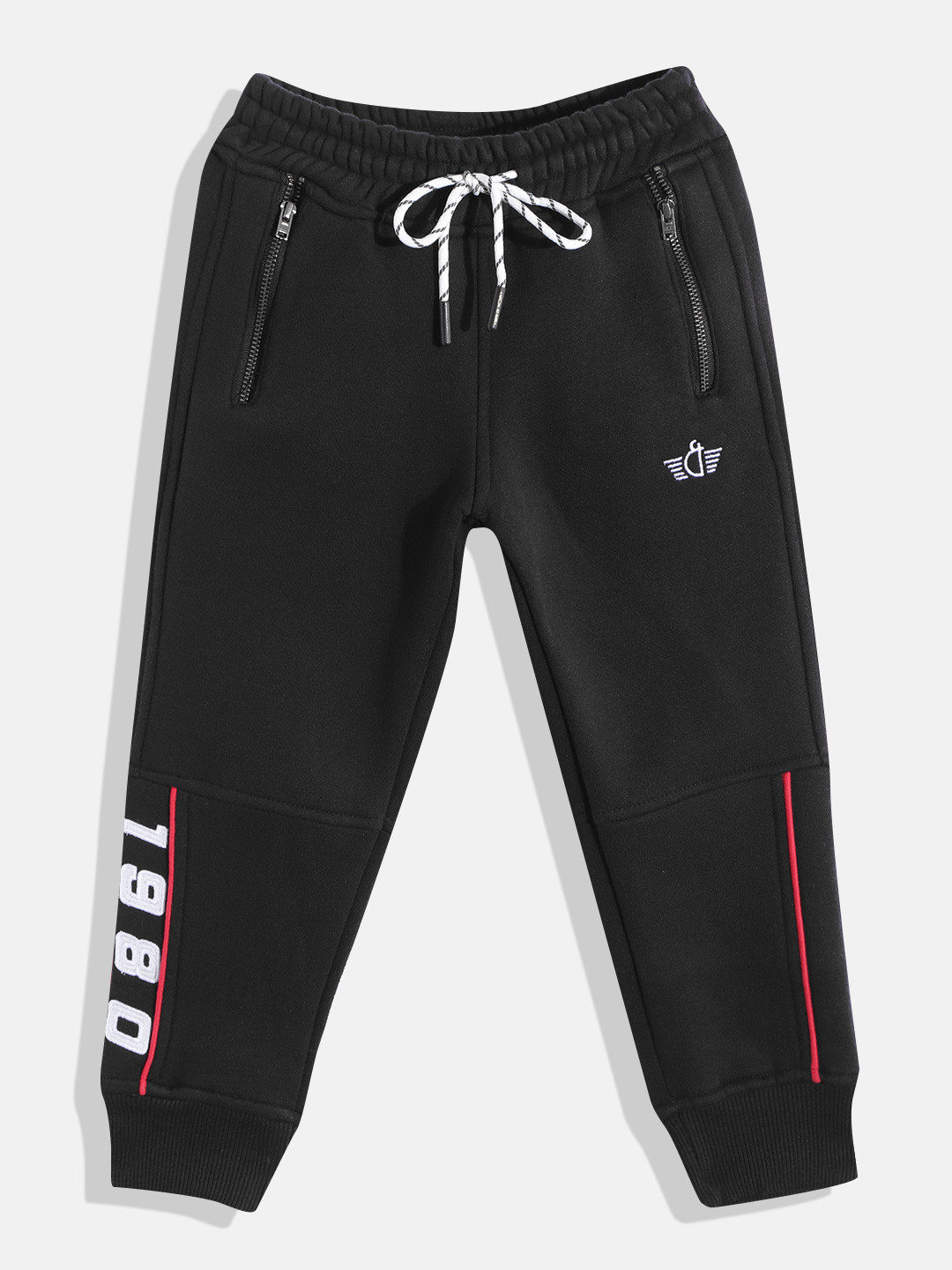 

Gini and Jony Boys Black Solid Fleece Joggers