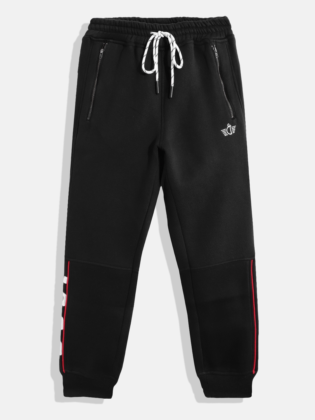 

Gini and Jony Boys Black Solid Fleece Joggers