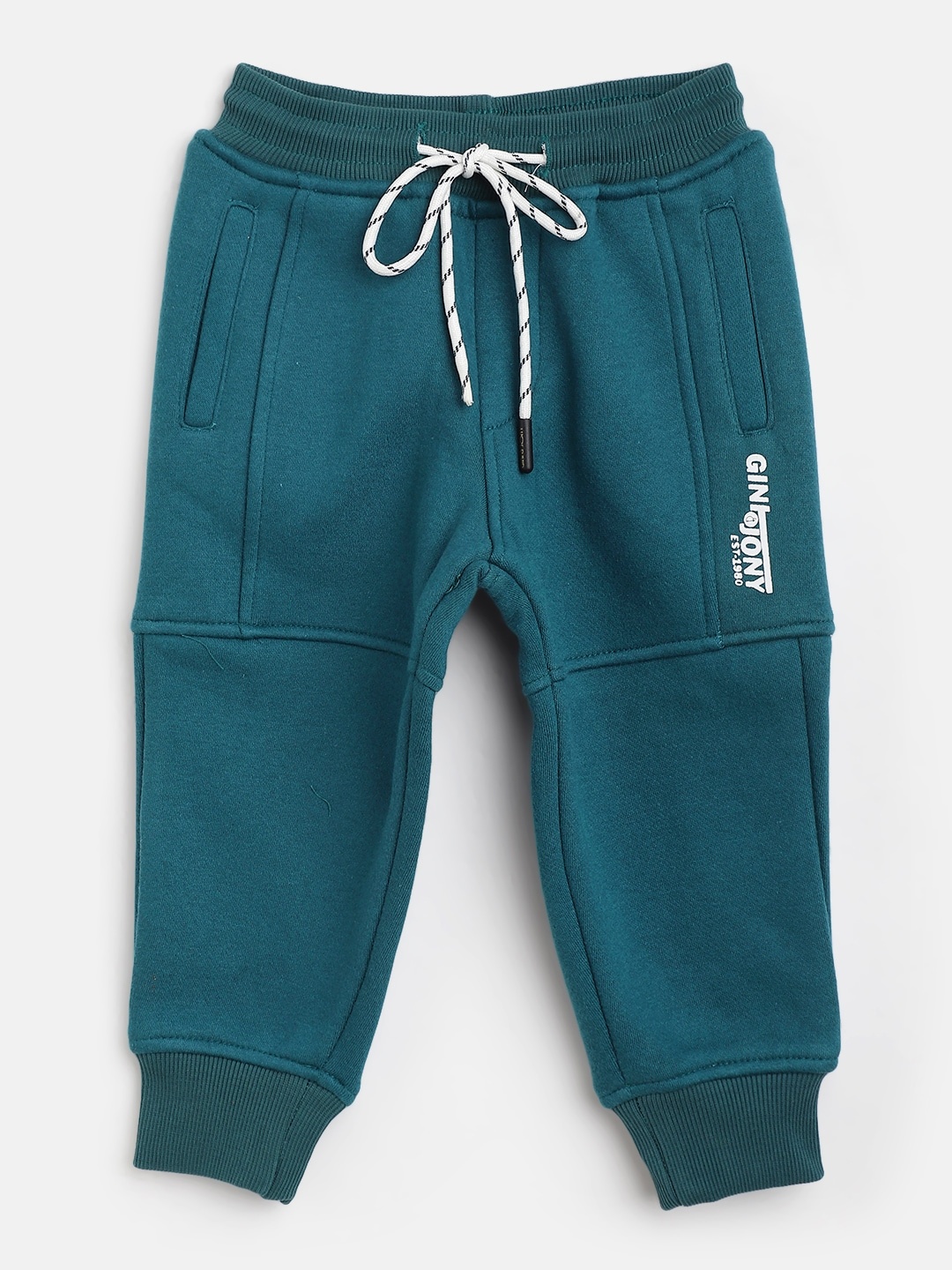 

Gini and Jony Boys Teal Green Solid Joggers