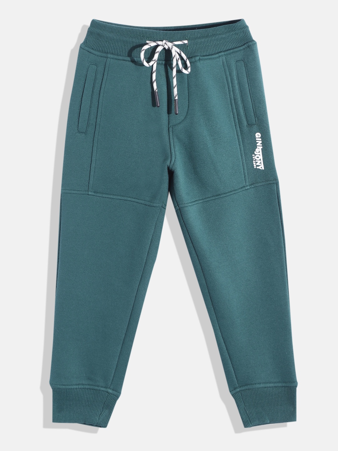 

Gini and Jony Boys Green Solid Fleece Joggers