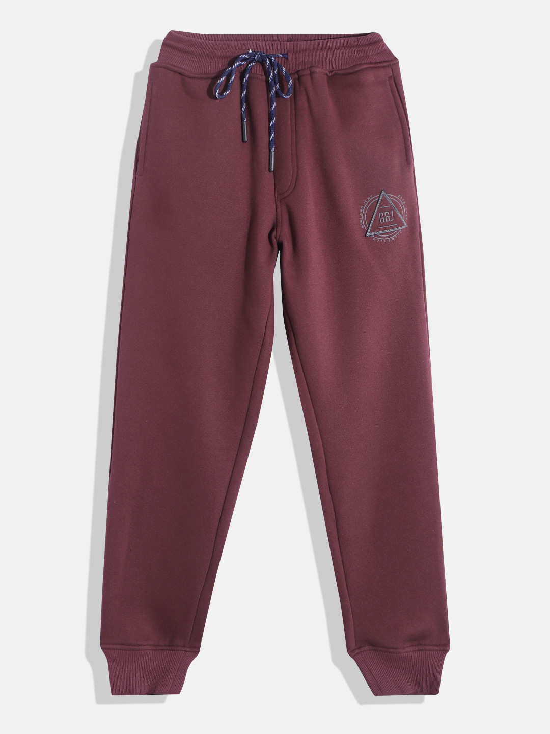 

Gini and Jony Boys Maroon Solid Fleece Joggers