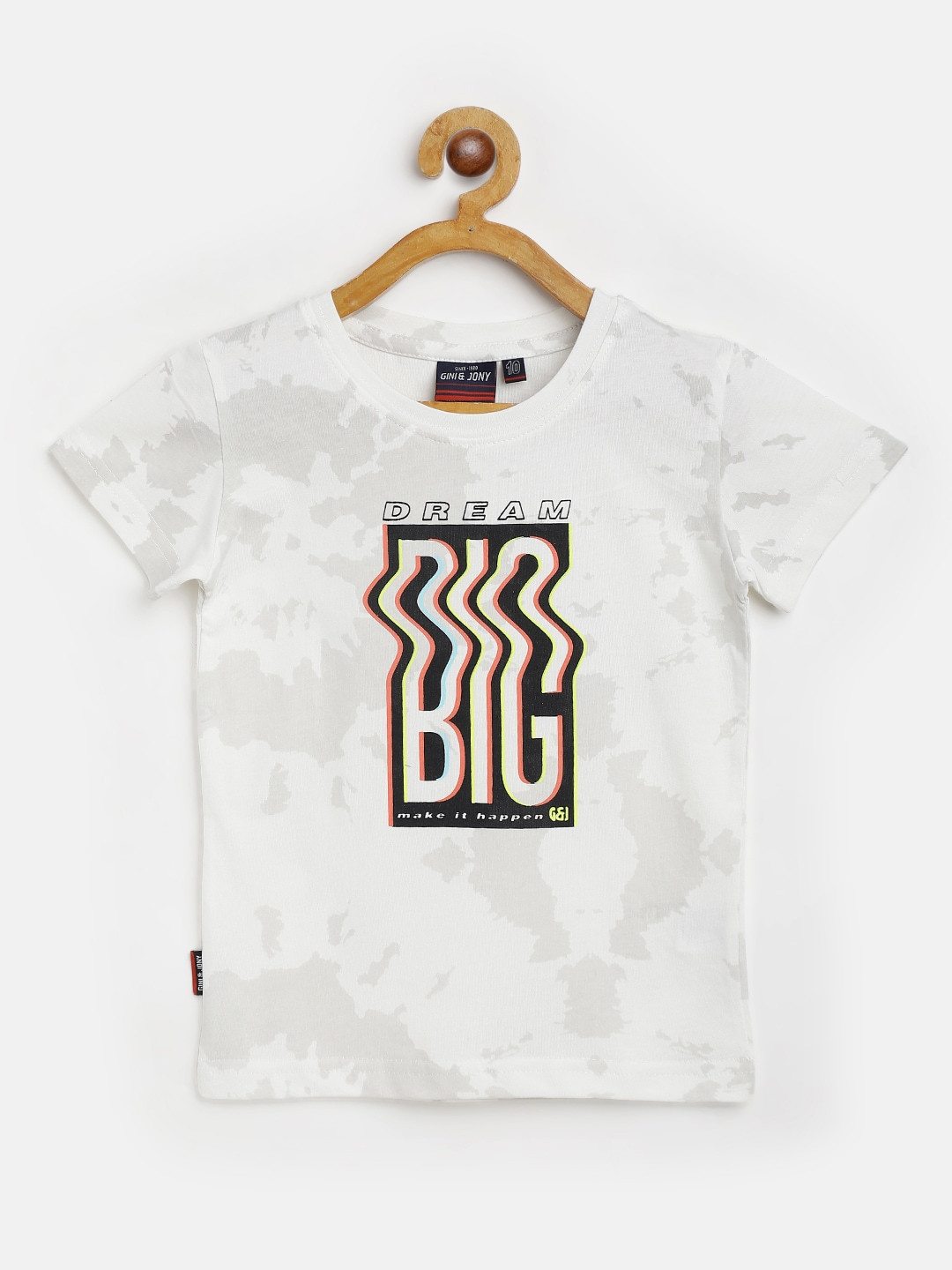 

Gini and Jony Boys Off-White & Black Pure Cotton Typography Printed T-shirt