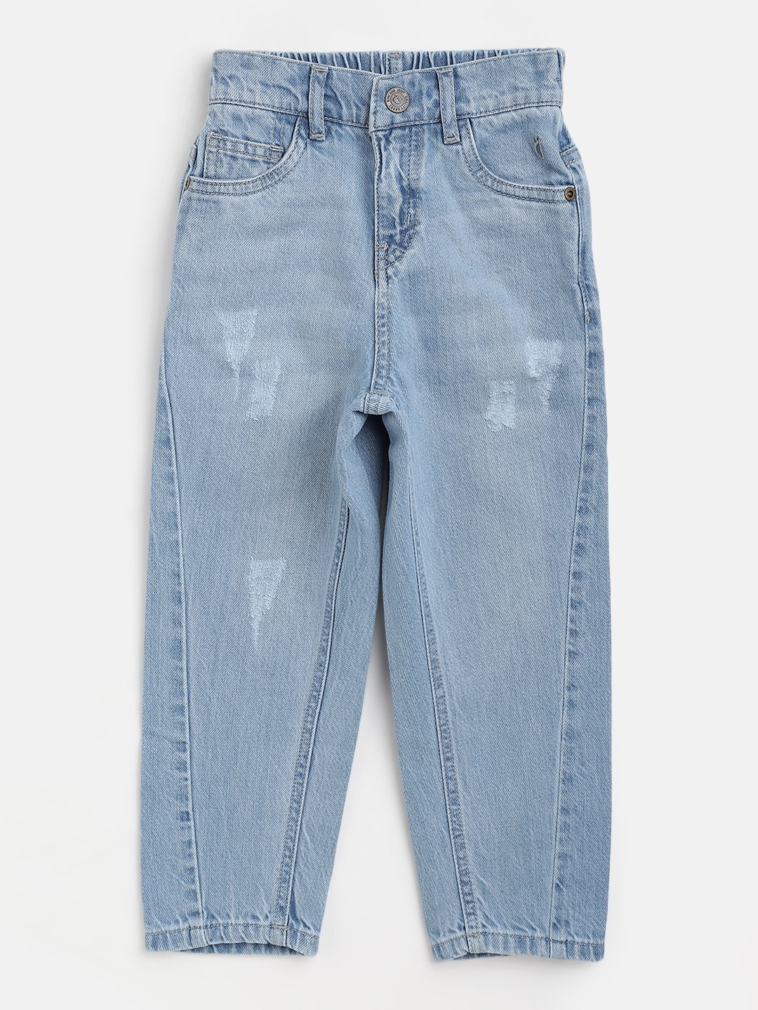 

Gini and Jony Boys Blue Cotton Mildly Distressed Light Fade Jeans