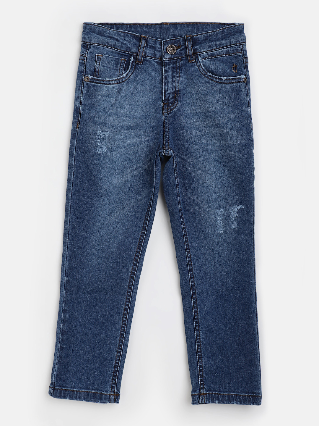 

Gini and Jony Boys Blue Mid-Rise Mildly Distressed Light Fade Stretchable Jeans