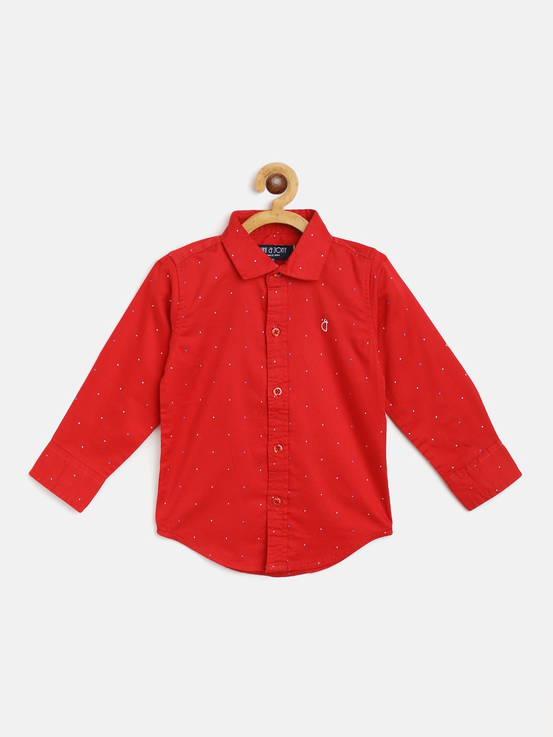 

Gini and Jony Boys Red & White Pure Cotton Micro Ditsy Print Casual Shirt