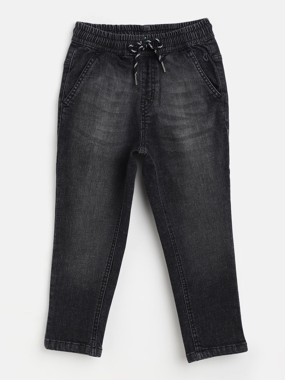 

Gini and Jony Boys Black Mid-Rise Light Fade Stretchable Jogger Jeans