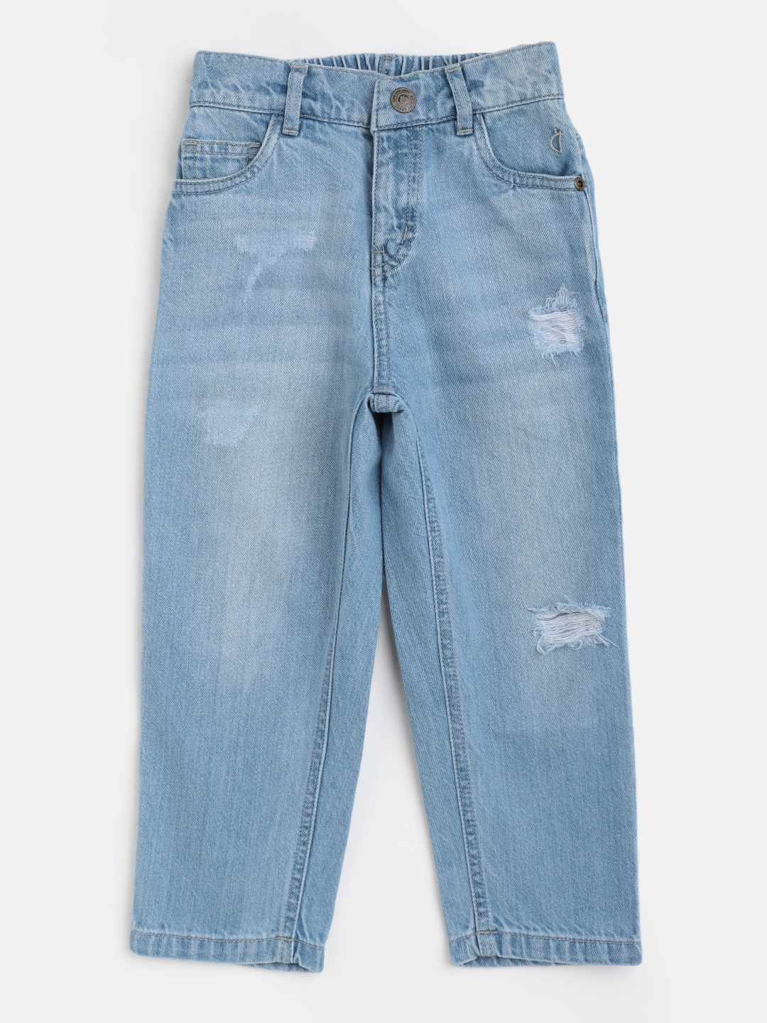 

Gini and Jony Boys Blue Cotton Mildly Distressed Light Fade Jeans