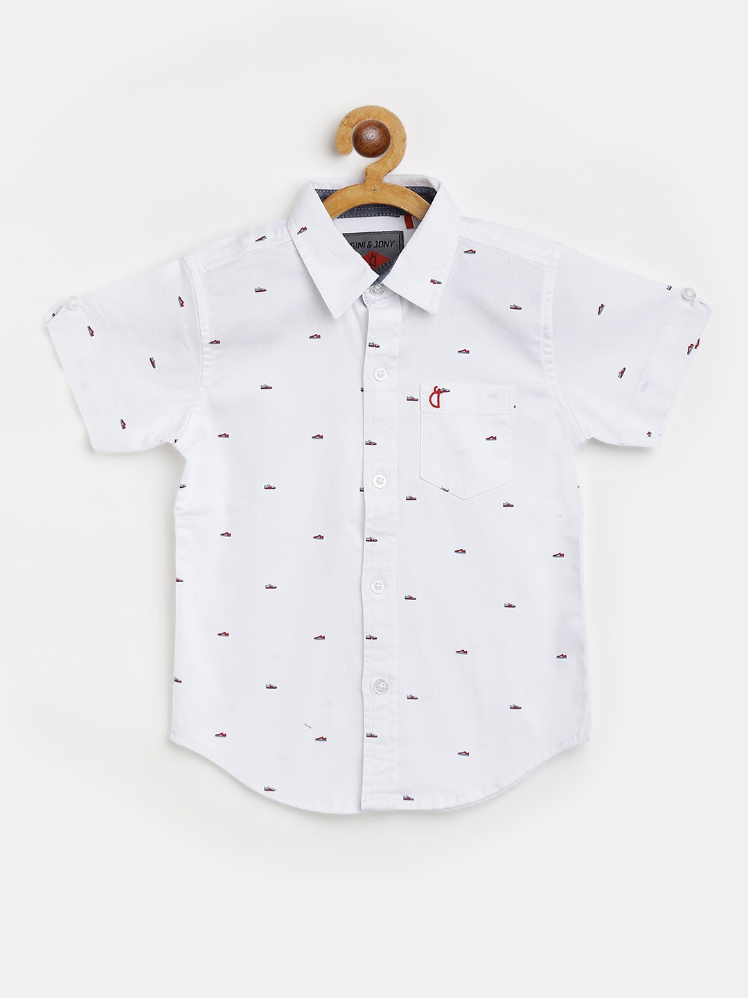 

Gini and Jony Boys White & Red Micro Ditsy Print Casual Shirt