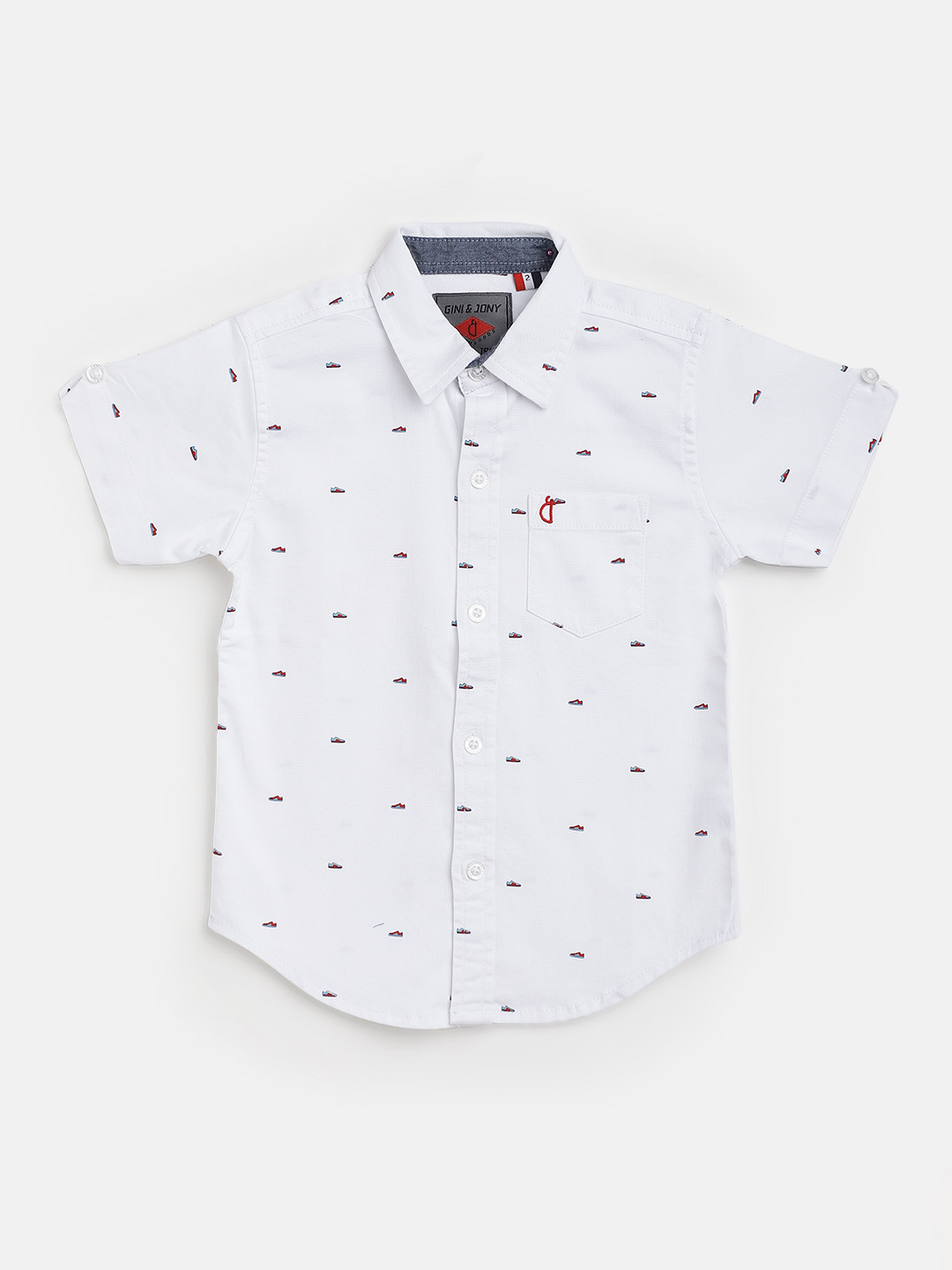 

Gini and Jony Boys White & Red Micro Ditsy Print Casual Shirt