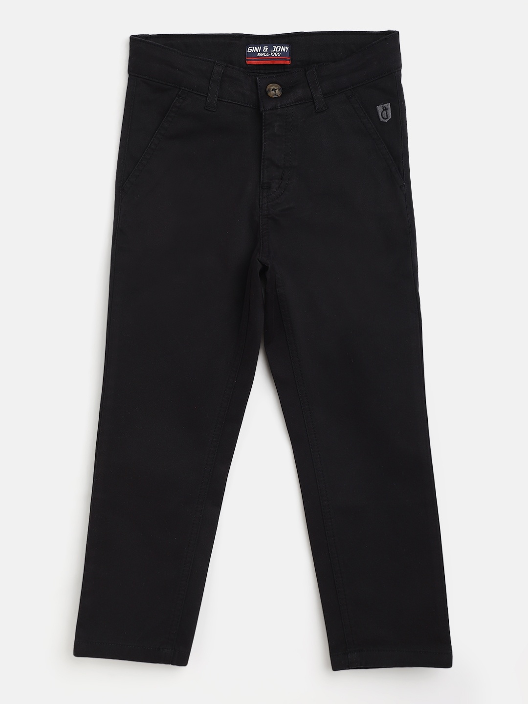 

Gini and Jony Boys Black Solid Stretchable Trousers