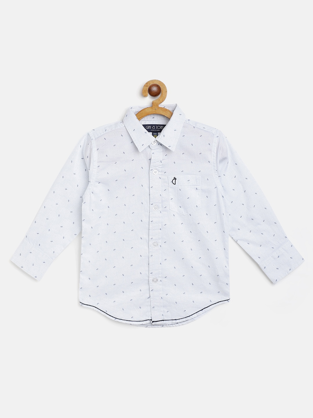 

Gini and Jony Boys White & Navy Blue Pure Cotton Micro Ditsy Print Casual Shirt