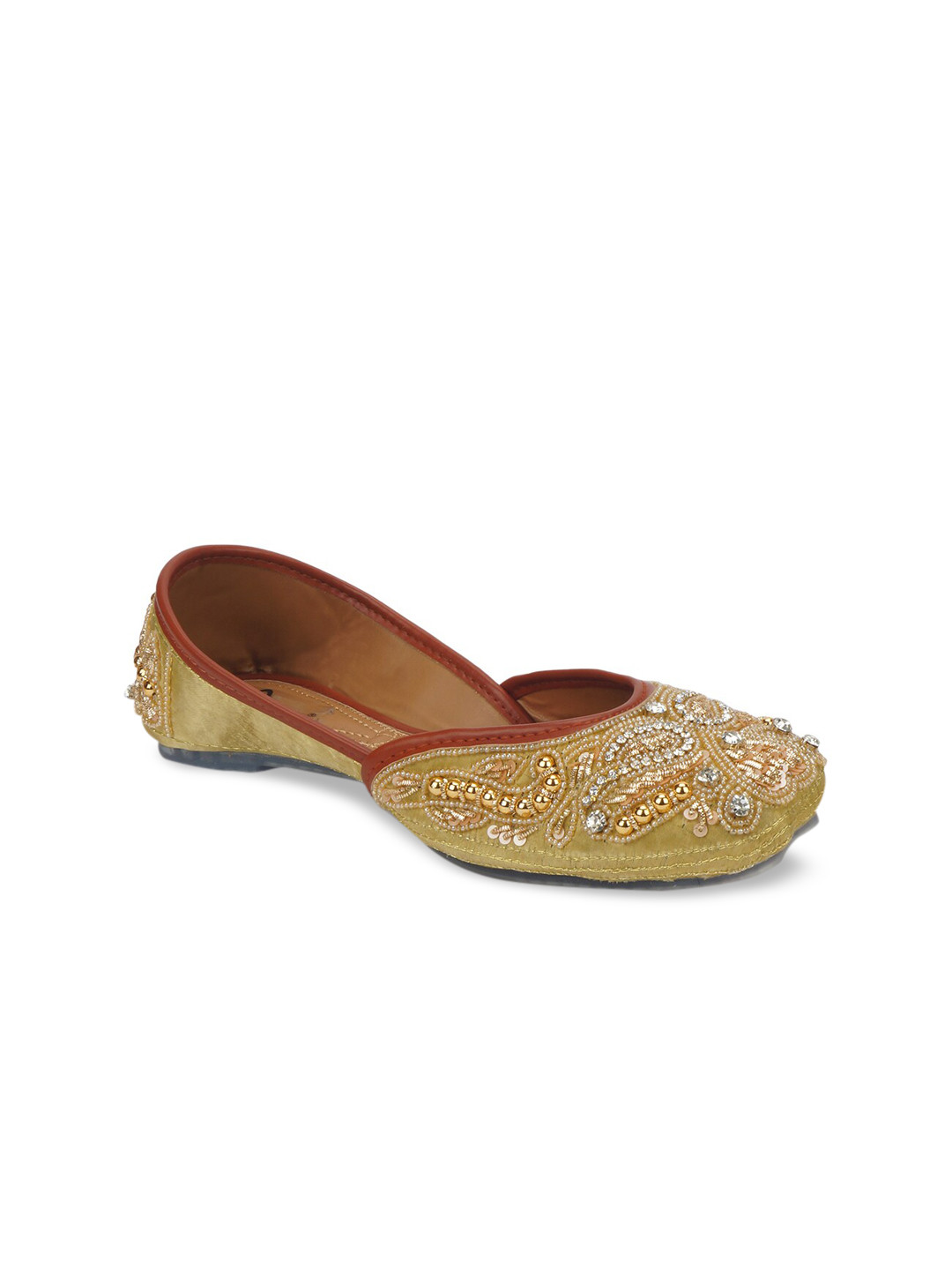 

The Desi Dulhan Women Green Ethnic Mojaris Flats