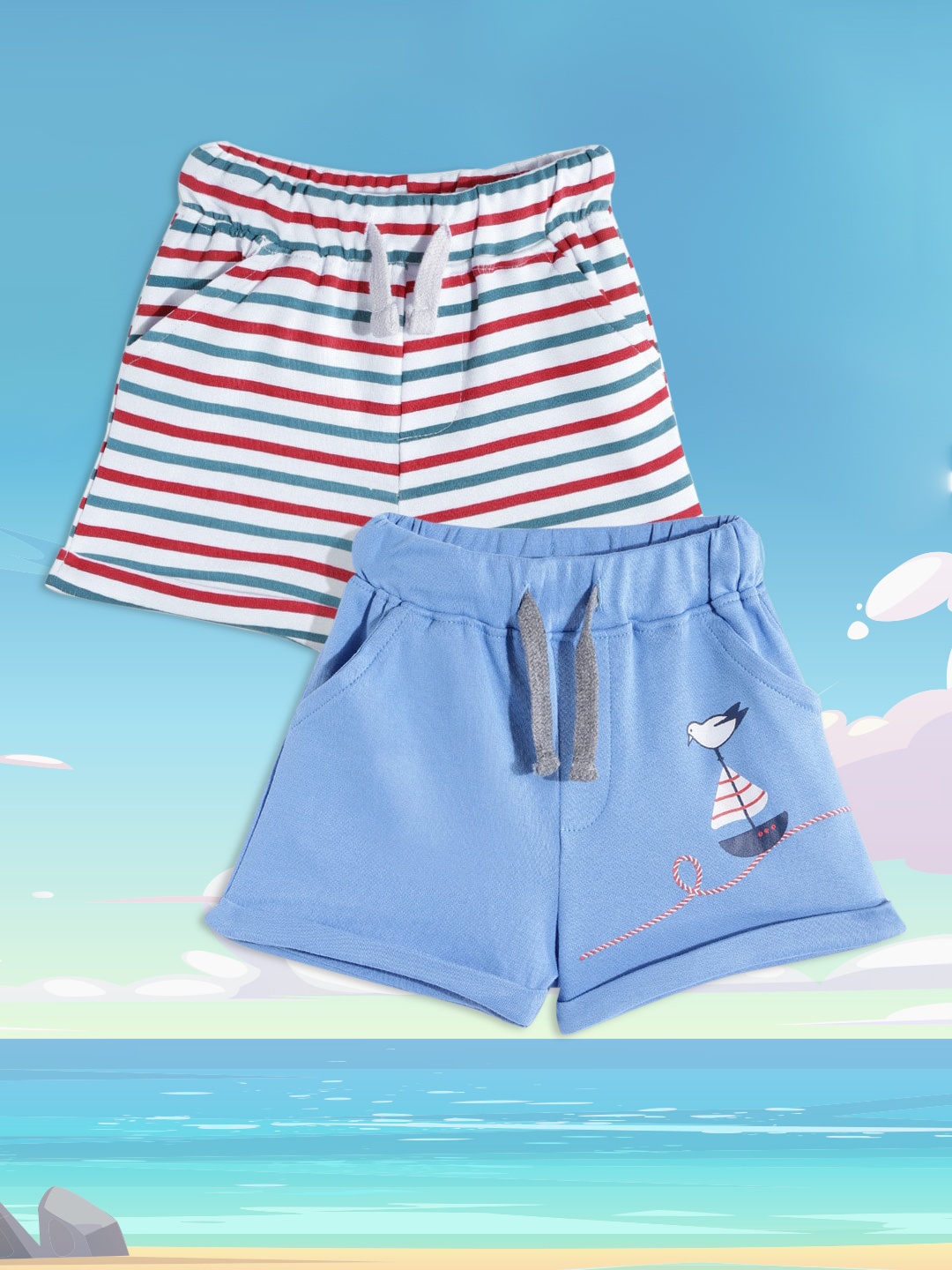 

YK Boys Pack of 2 Pure Cotton Shorts, Blue