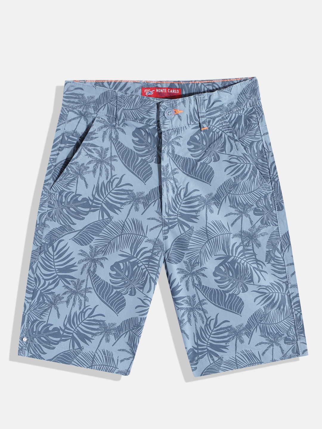 

Monte Carlo Boys Blue Tropical Printed Cotton Chino Shorts