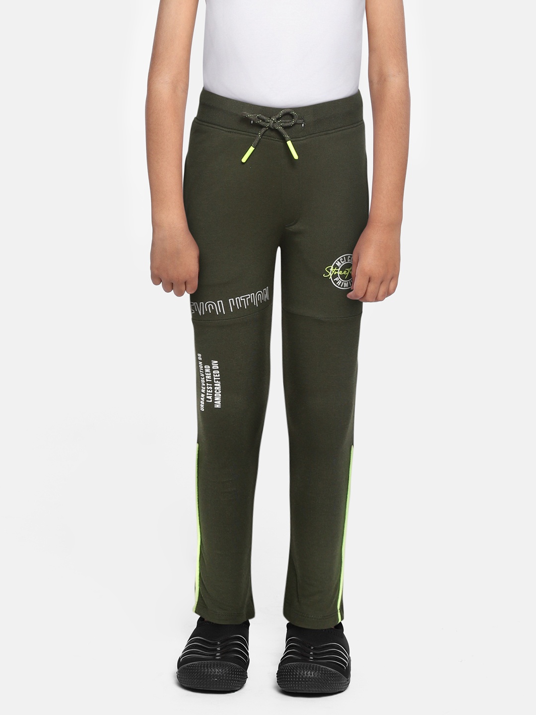 

Monte Carlo Boys Olive Green Solid Track Pants