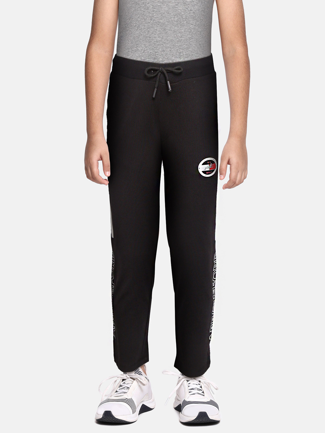 

Monte Carlo Boys Black & White Solid Track Pants